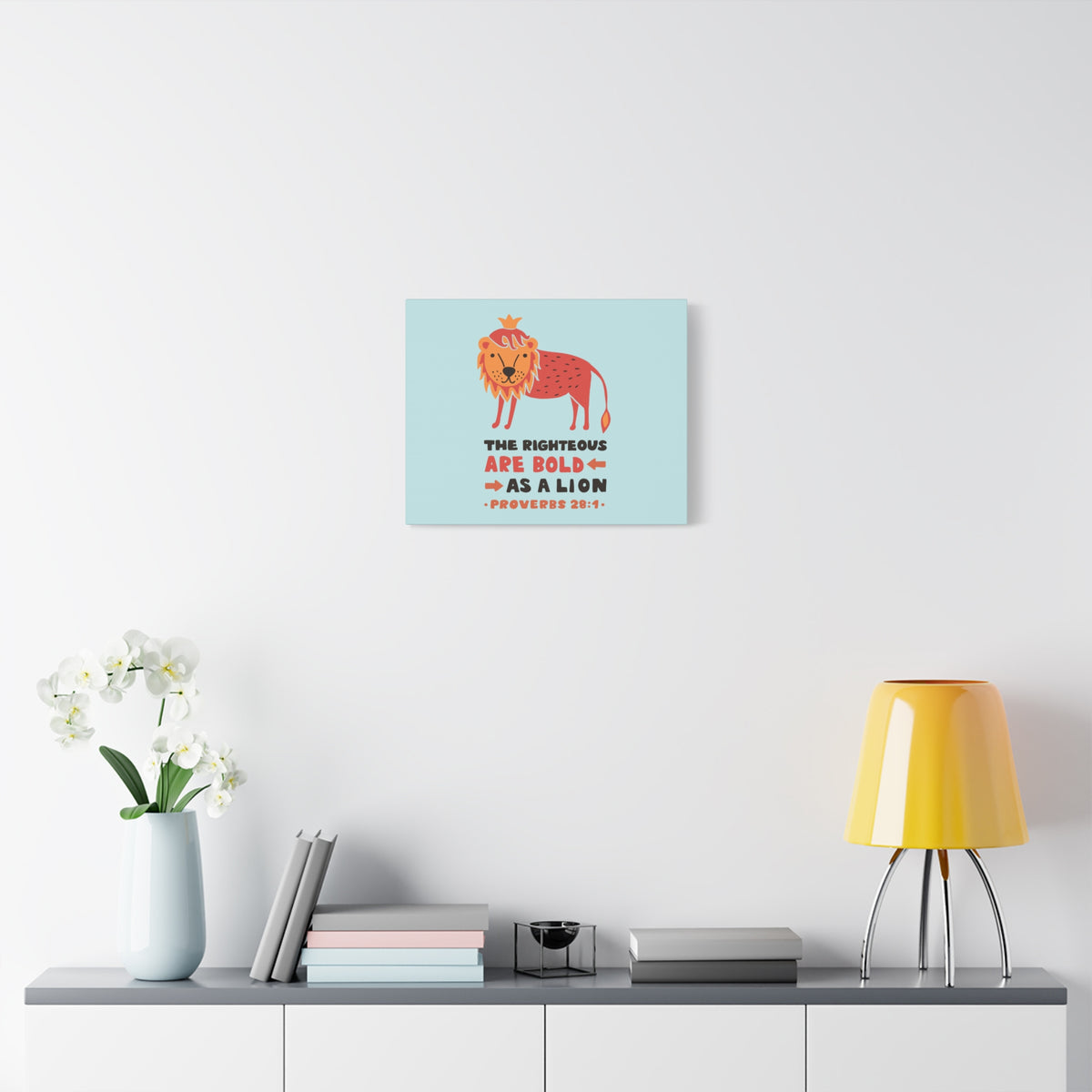 Scripture Canvas The Righteous Are Bold Proverbs 28:1 Christian Wall Art Bible Verse Print Ready To Hang-Express Your Love Gifts
