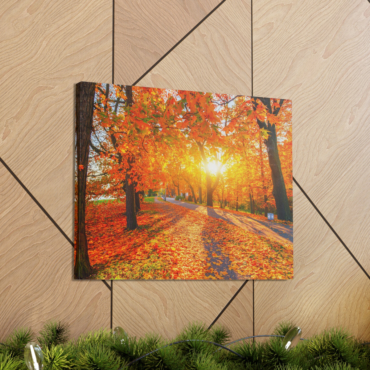 Autumn Forest Path Forest Floral Nature Photography Canvas Wall Art for Home Decor Ready-to-Hang-Express Your Love Gifts