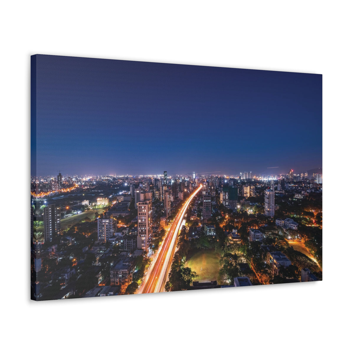 Mumbai Night Skyline Canvas Artwork High-Quality Breathtaking Stunning Cityscape for Home Decor Ready to Hang-Express Your Love Gifts