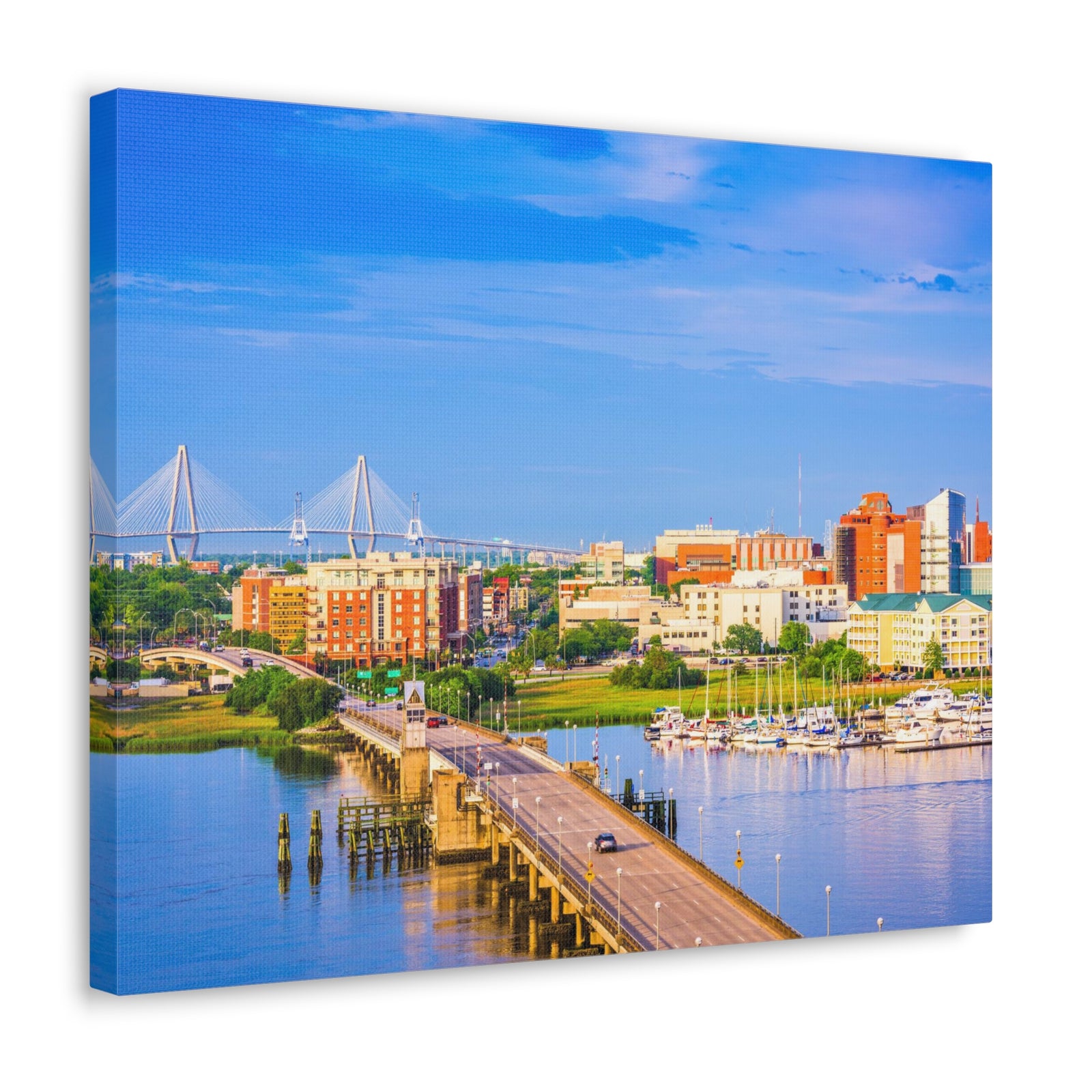Charleston Daytime Skyline Canvas Artwork High-Quality Breathtaking Stunning Cityscape for Home Decor Ready to Hang-Express Your Love Gifts