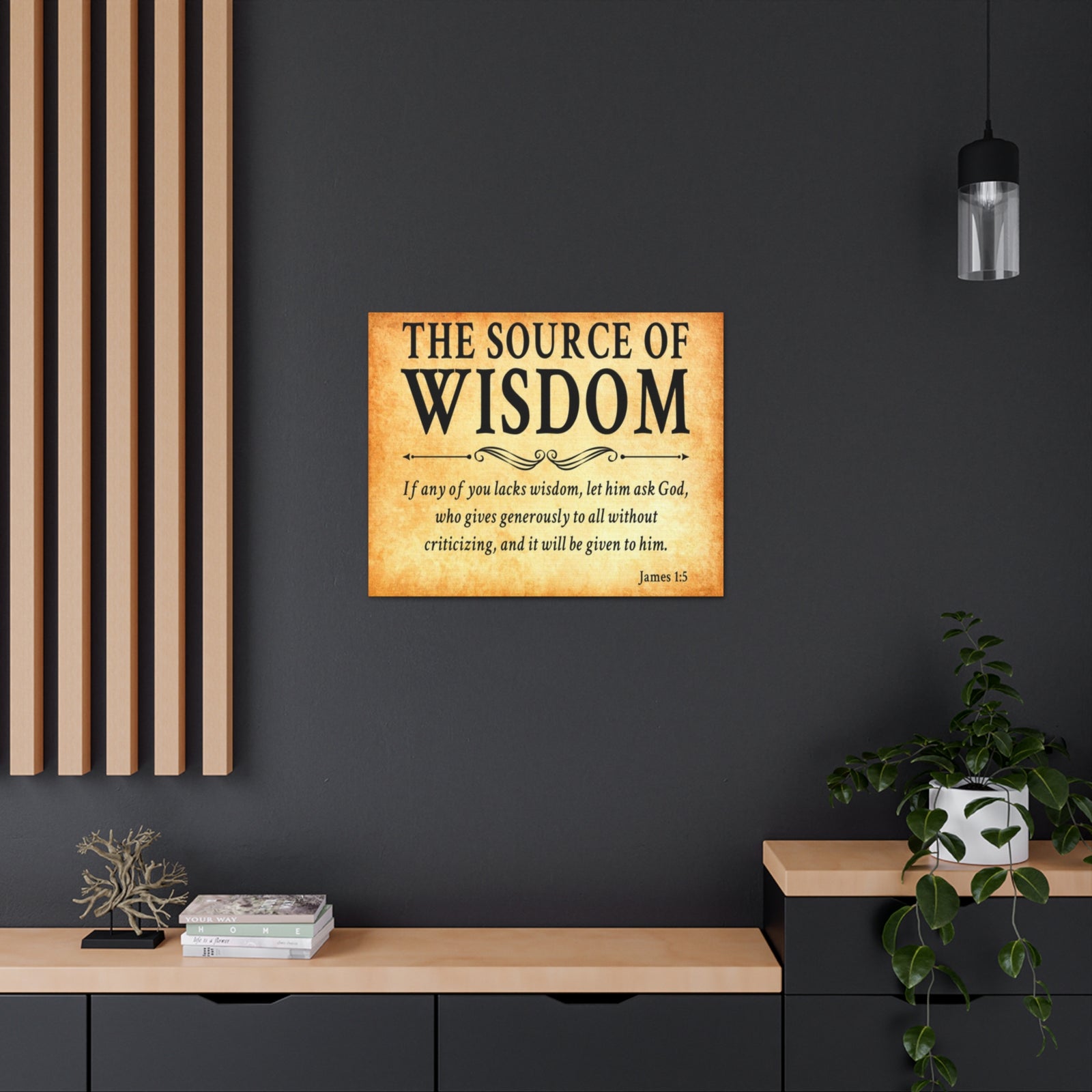 Scripture Walls James 1:5 The Source of Wisdom Gold Bible Verse Canvas Christian Wall Art Ready to Hang Unframed-Express Your Love Gifts