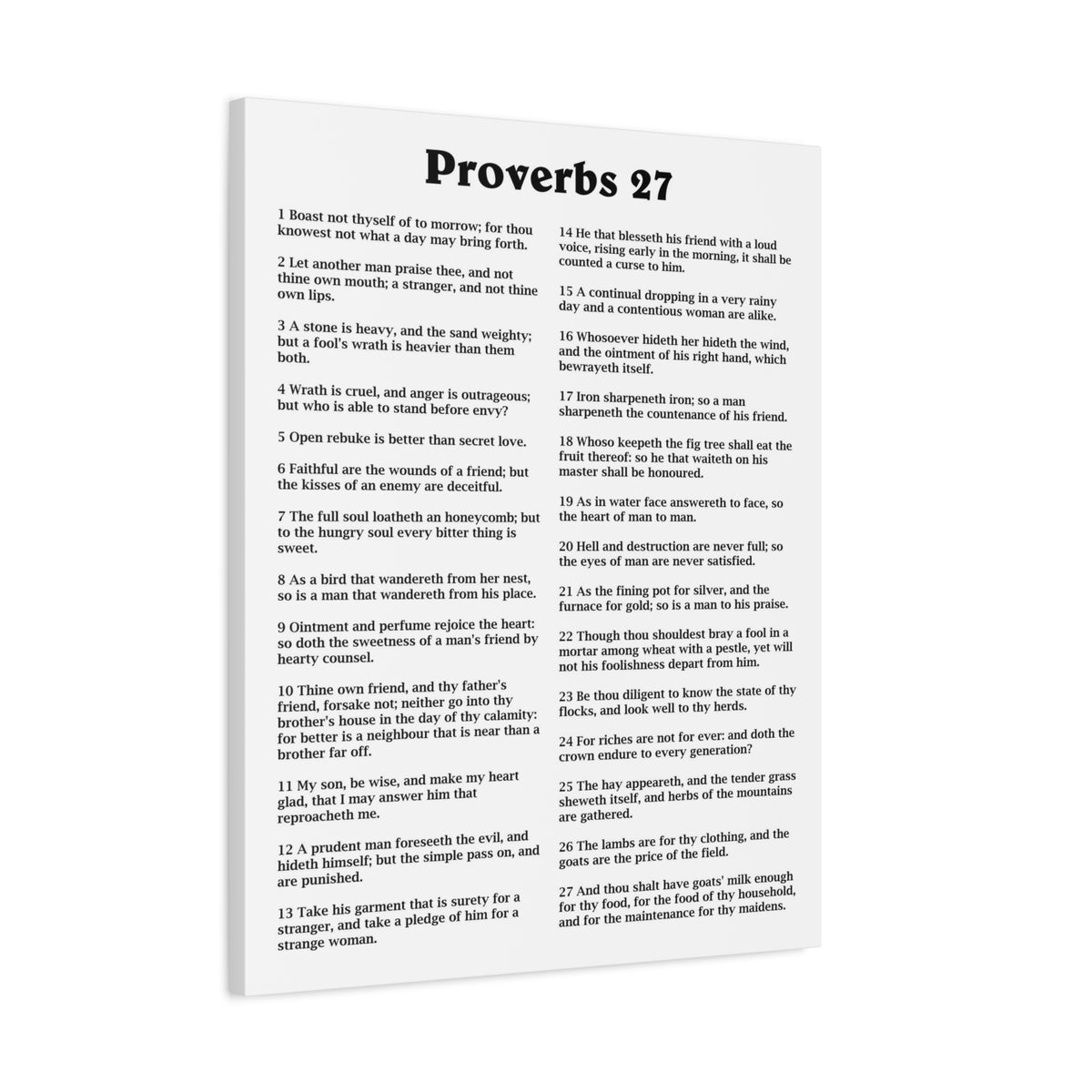 Scripture Walls Proverbs Chapter 27 White Bible Canvas Christian Wall Art Ready to Hang Unframed-Express Your Love Gifts