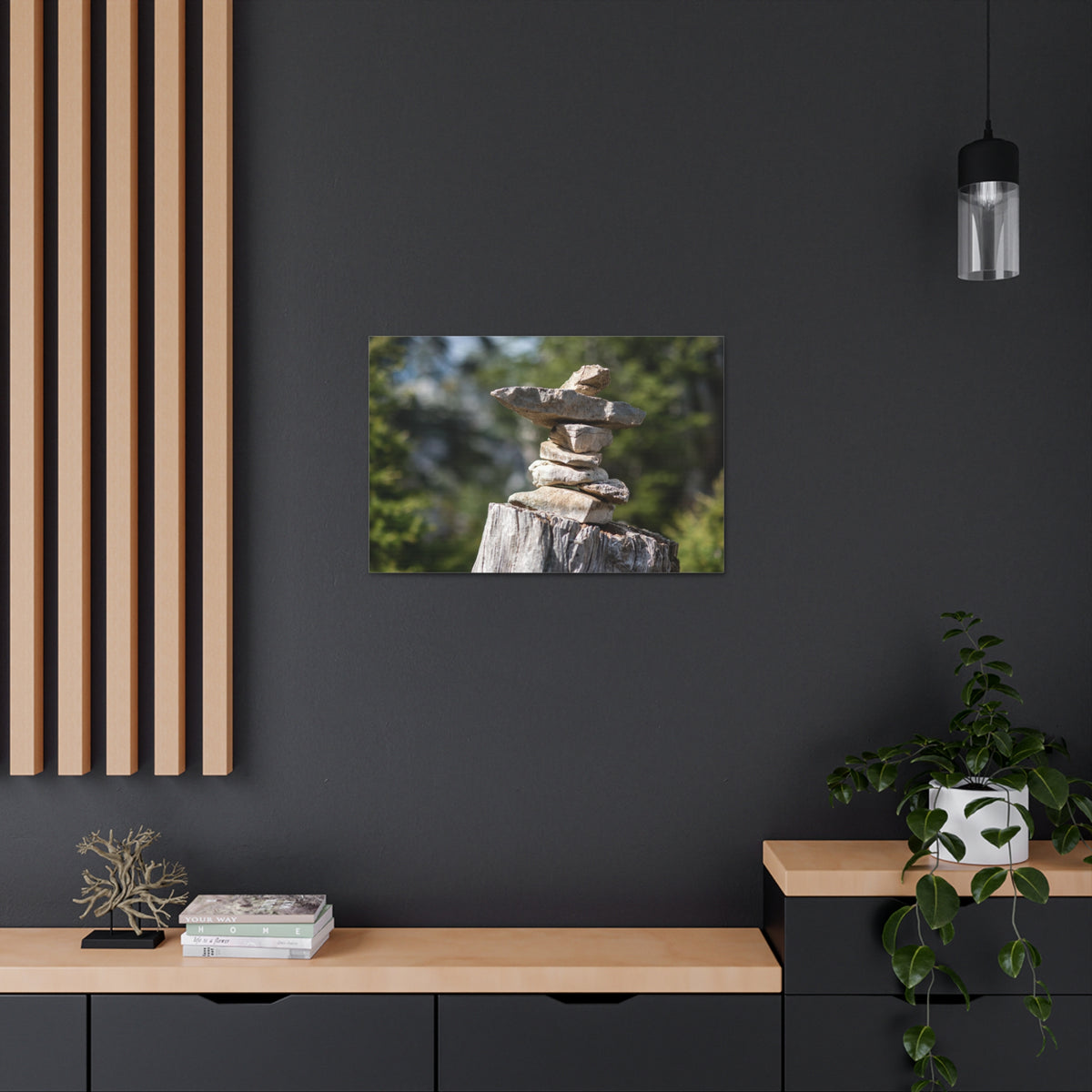 Stones Trail as Marker Forest Floral Nature Photography Canvas Wall Art for Home Decor Ready-to-Hang-Express Your Love Gifts