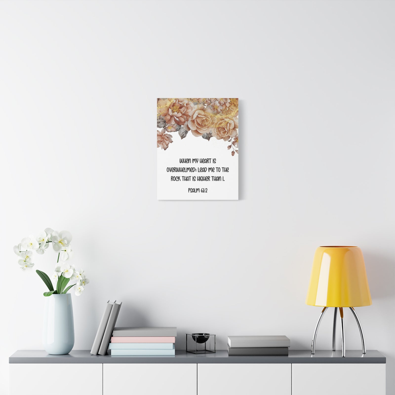 Scripture Walls Higher Than I Psalm 61:2 Floral Bible Verse Canvas Christian Wall Art Ready to Hang-Express Your Love Gifts