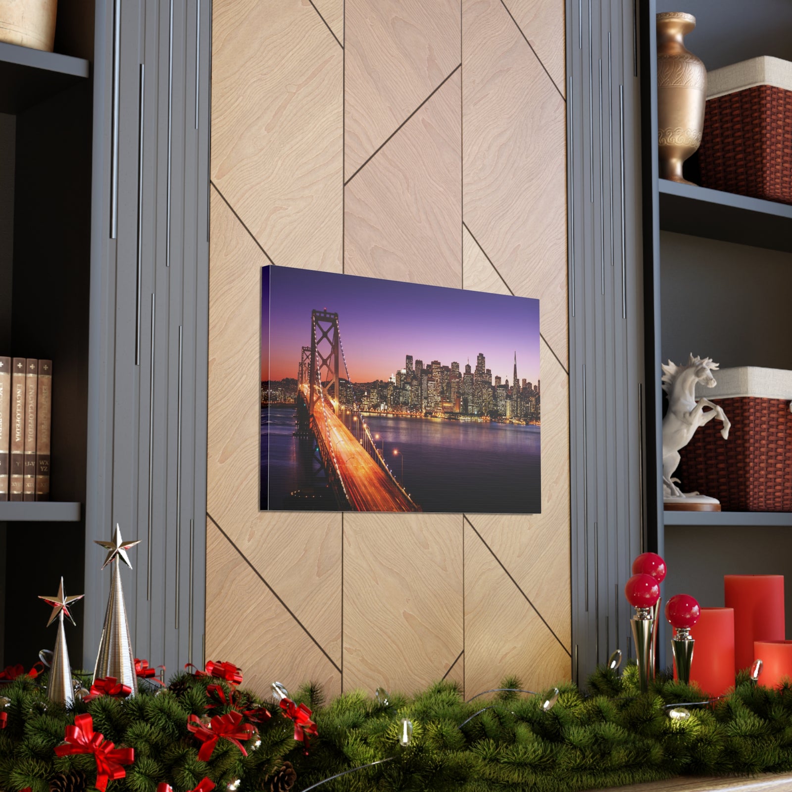 San Francisco Night Skyline Canvas Artwork High-Quality Breathtaking Stunning Cityscape for Home Decor Ready to Hang-Express Your Love Gifts