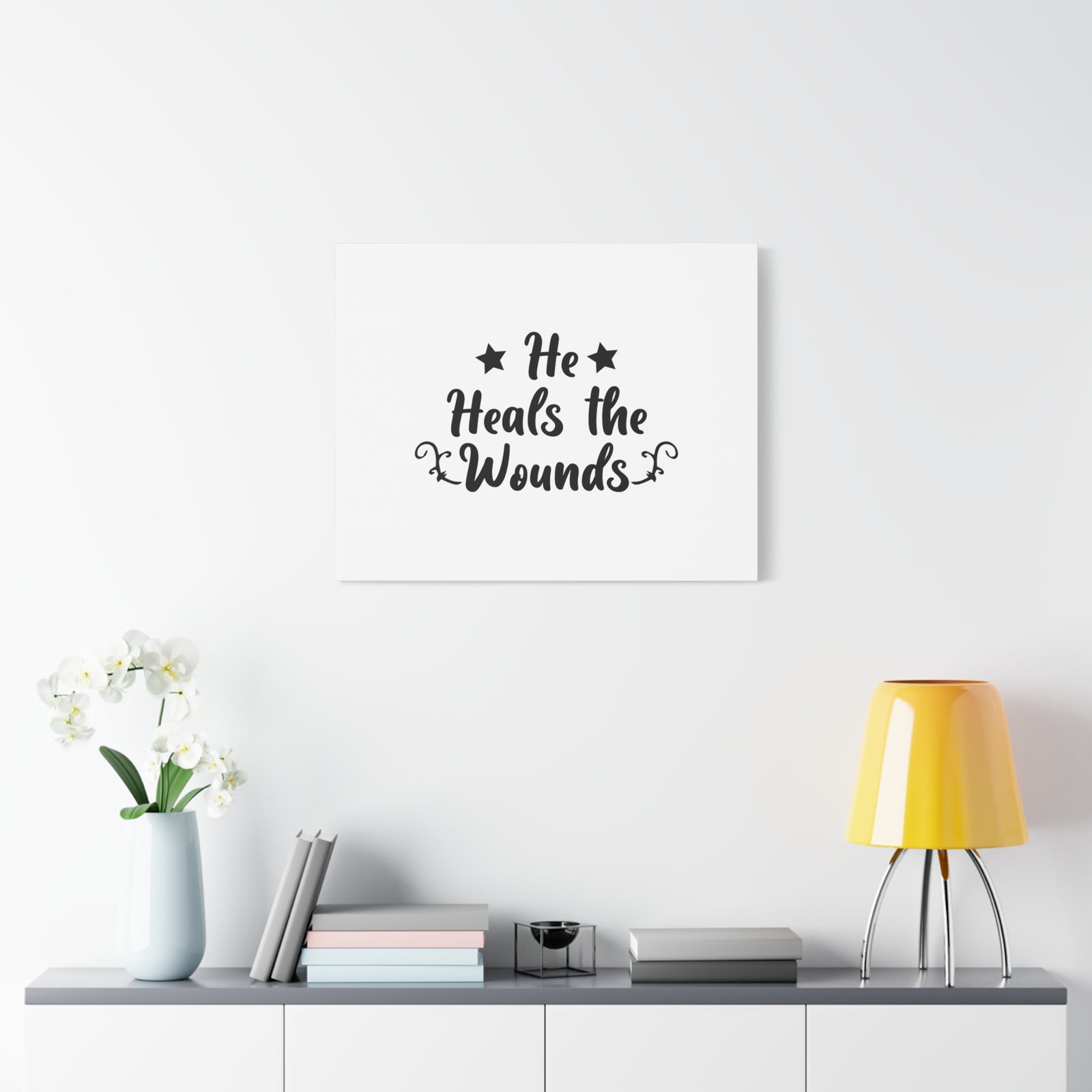 Scripture Canvas He Heals The Wounds Psalm 147:3 Christian Wall Art Bible Verse Print Ready to Hang-Express Your Love Gifts