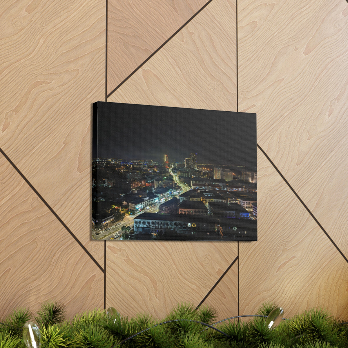 Pattaya Night View Canvas Artwork Breathtaking Thai City for Home Decor Ready to Hang-Express Your Love Gifts