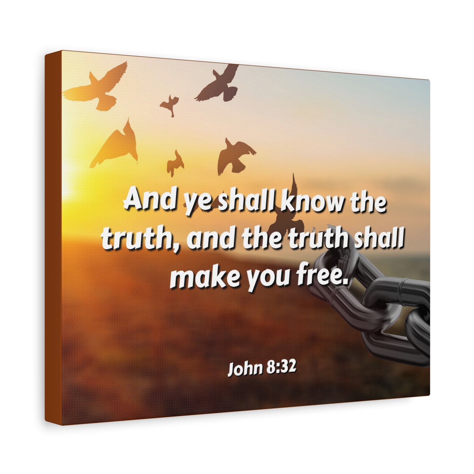 Scripture Canvas The Truth John 8:32 Christian Wall Art Bible Verse Print Ready to Hang-Express Your Love Gifts