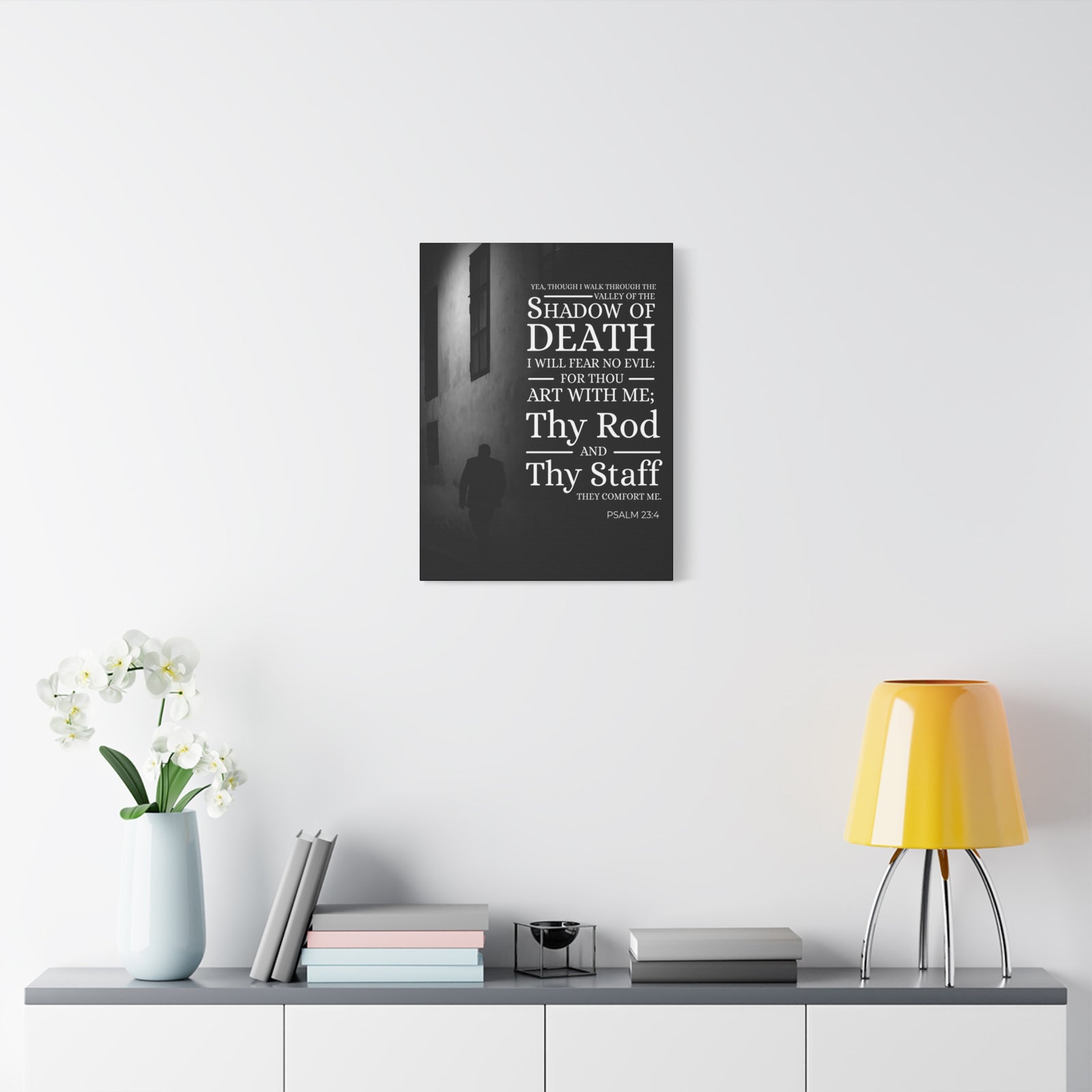 Scripture Canvas Shadow of Death Psalm 23:4 Christian Wall Art Bible Verse Print Ready to Hang-Express Your Love Gifts