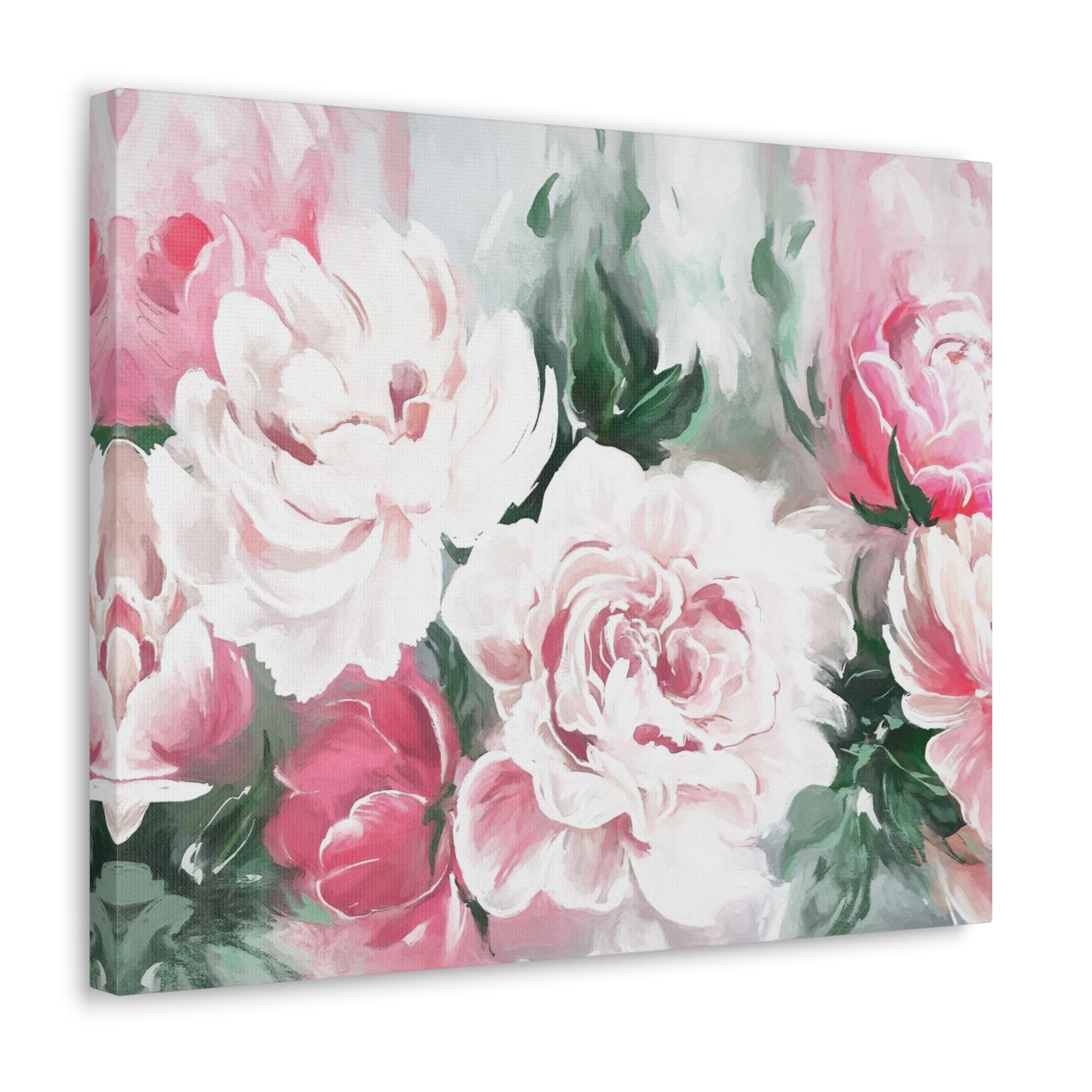 Pink And White Flower Rose And Peonies Flower Canvas Wall Art for Home Decor Ready-to-Hang-Express Your Love Gifts
