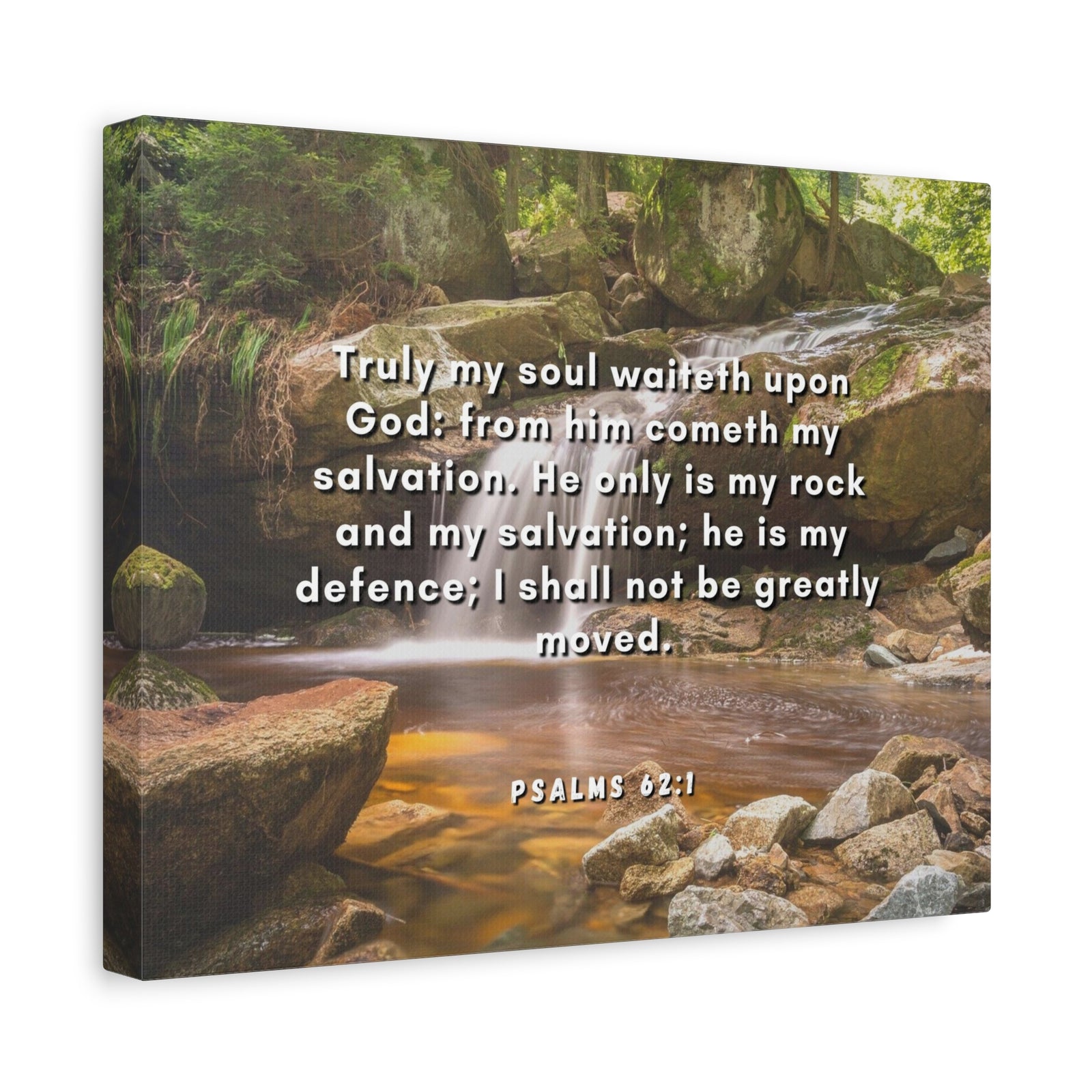 Scripture Canvas My Salvation Psalm 62:1 Christian Wall Art Bible Verse Print Ready to Hang-Express Your Love Gifts