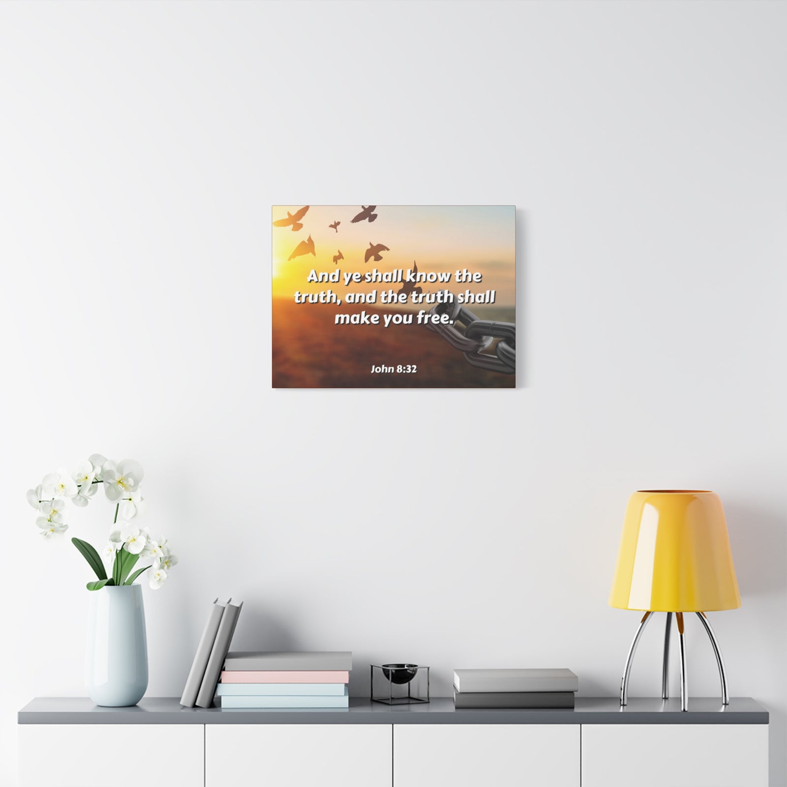 Scripture Canvas The Truth John 8:32 Christian Wall Art Bible Verse Print Ready to Hang-Express Your Love Gifts