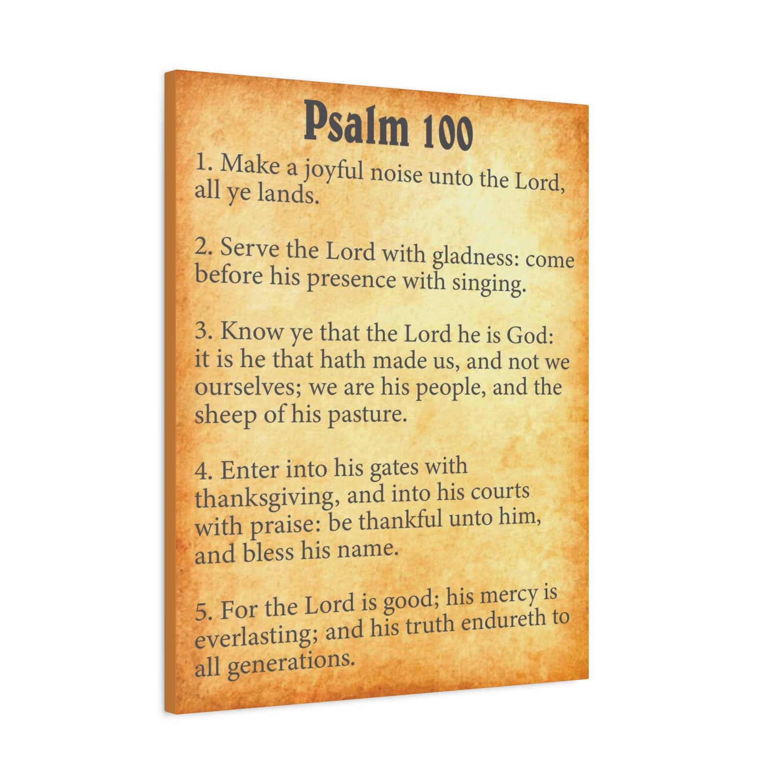 Scripture Walls Psalm 100 Gold Bible Chapter Canvas Christian Wall Art Ready to Hang-Express Your Love Gifts