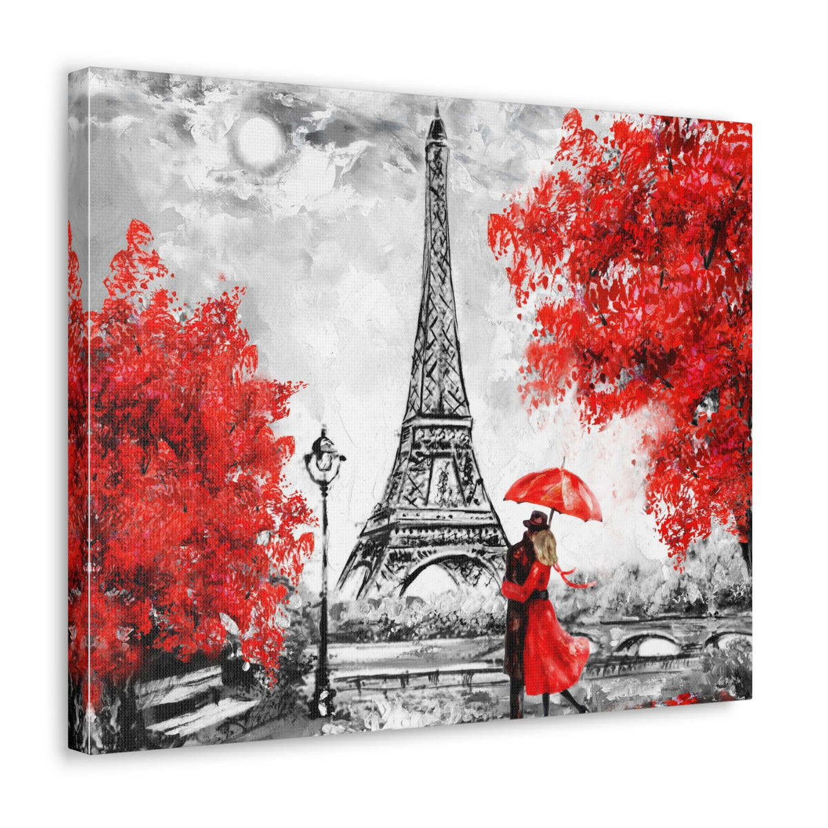 Paris Eiffel Tower Couple France Canvas Artwork High-Quality Breathtaking French City for Home Decor Ready to Hang-Express Your Love Gifts
