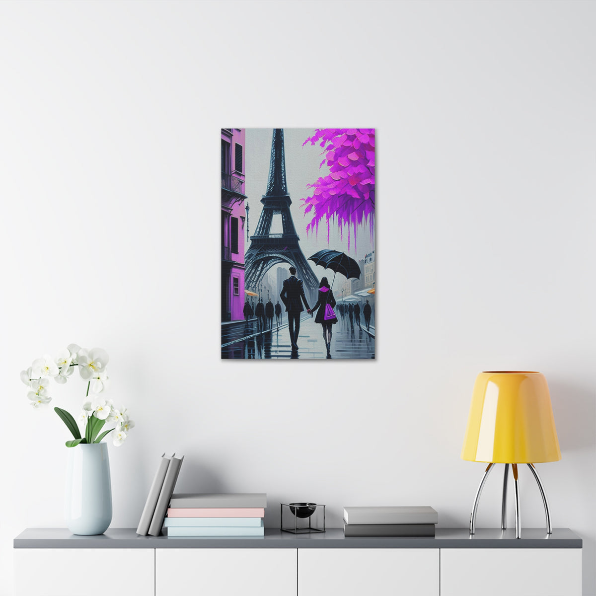 Romantic Couple Paris Eiffel Tower France Canvas Artwork High-Quality Breathtaking French City for Home Decor Ready to Hang-Express Your Love Gifts