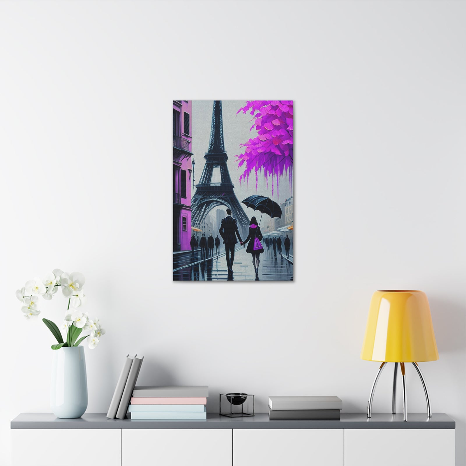 Romantic Couple Paris Eiffel Tower France Canvas Artwork High-Quality Breathtaking French City for Home Decor Ready to Hang-Express Your Love Gifts