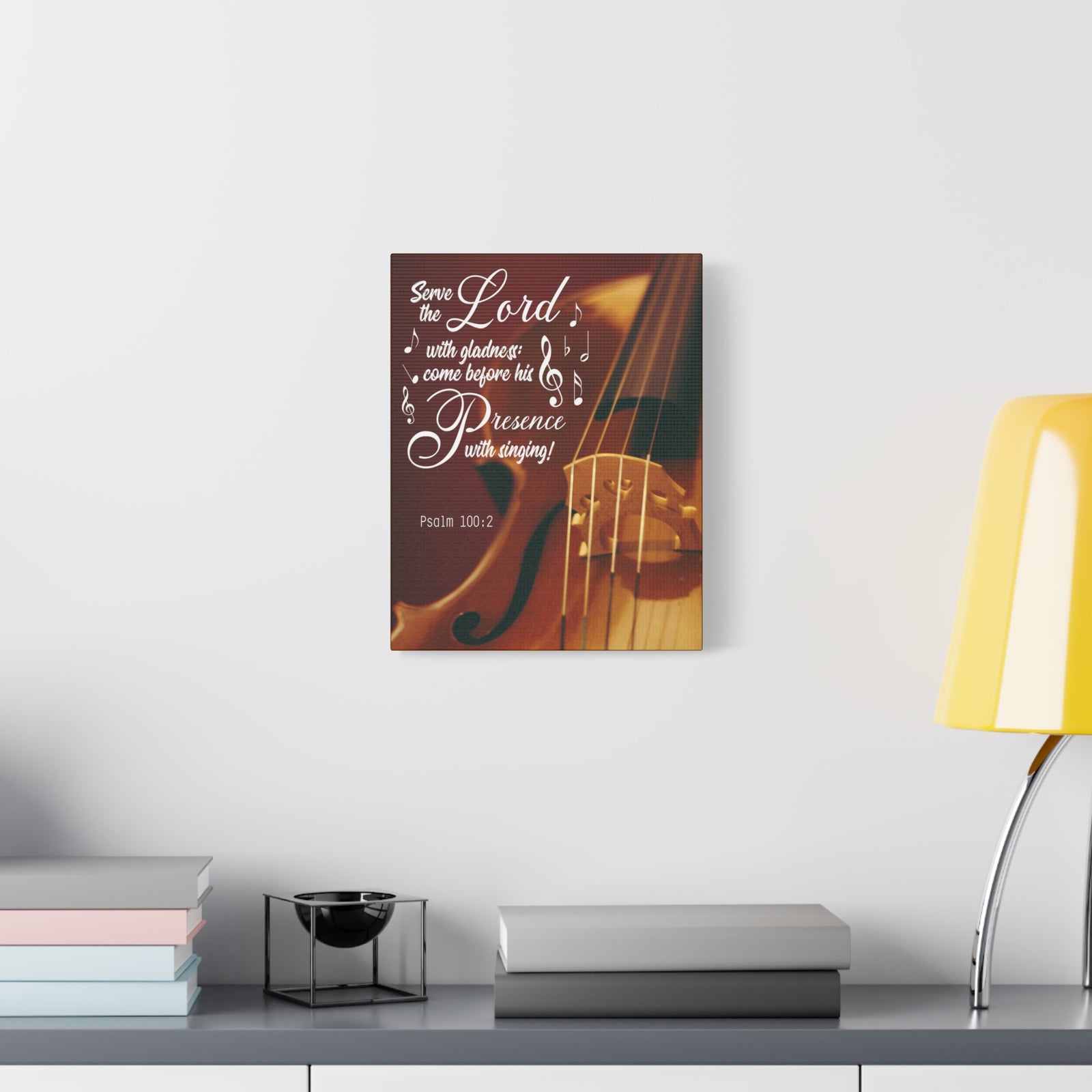 Scripture Canvas Serve the Lord With Gladness Psalm 100:2 Christian Wall Art Bible Verse Print Ready to Hang-Express Your Love Gifts