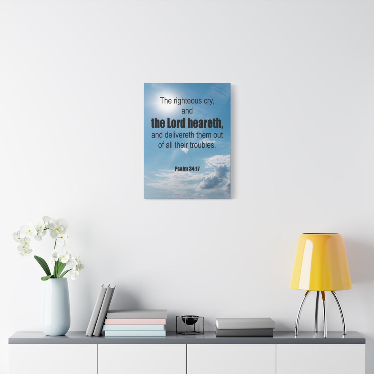 Scripture Walls The Lord Heareth Psalm 34:17 Bible Verse Canvas Christian Wall Art Ready to Hang-Express Your Love Gifts