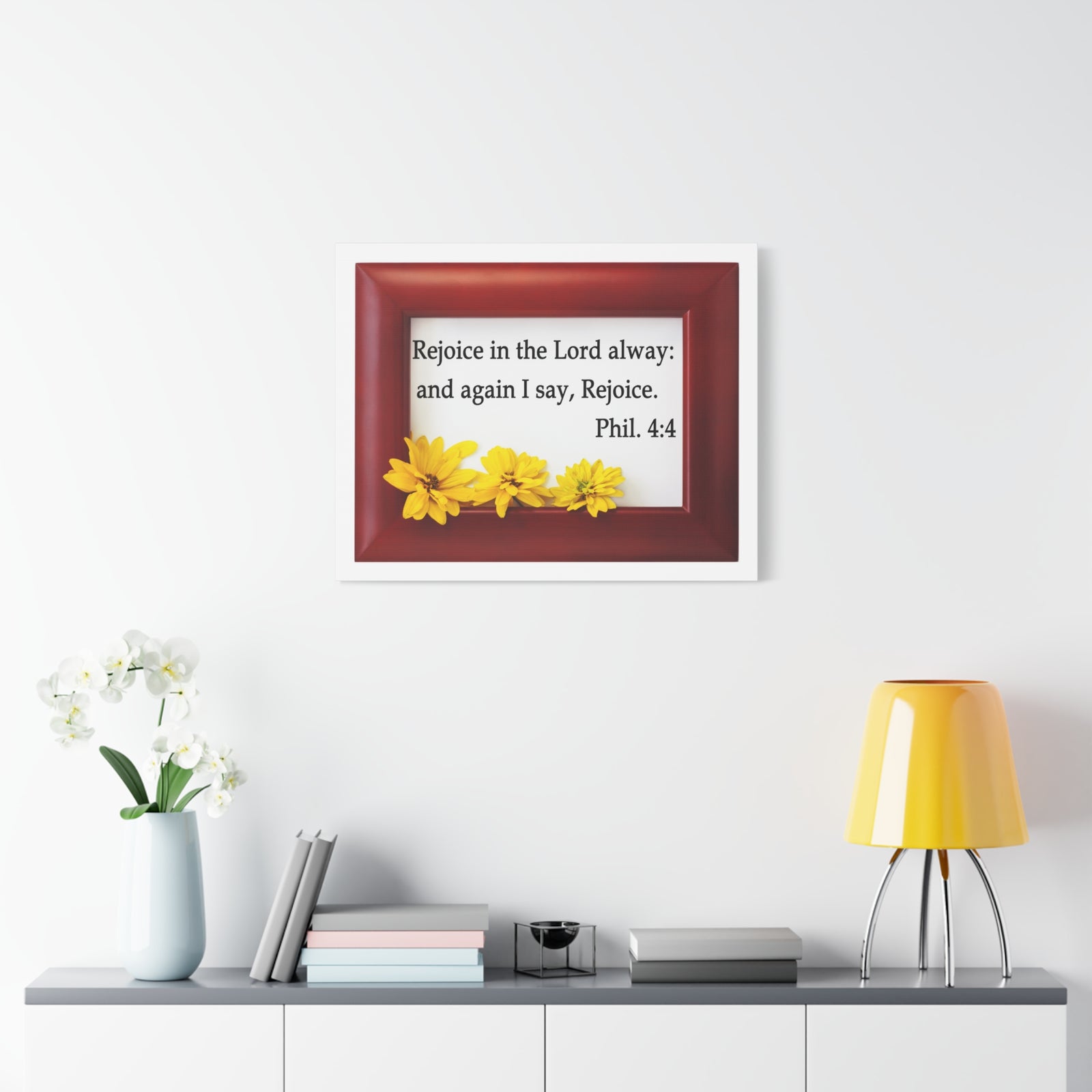 Scripture Walls Rejoice In The Lord Frame Philippians 4:4 Bible Verse Canvas Christian Wall Art Ready to Hang-Express Your Love Gifts