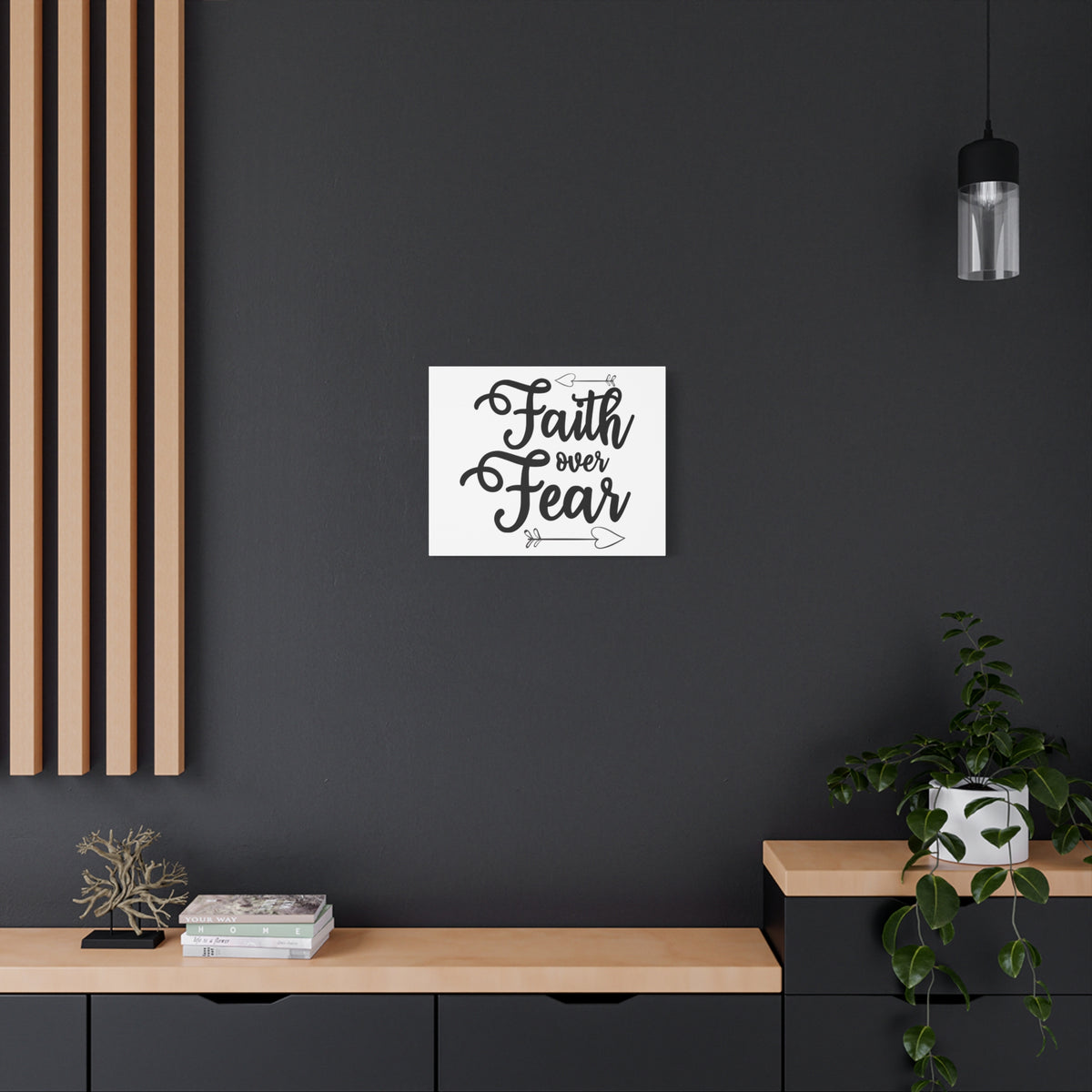 Scripture Canvas Faith Over Fear Psalm 34:4 Christian Wall Art Print Ready to Hang-Express Your Love Gifts