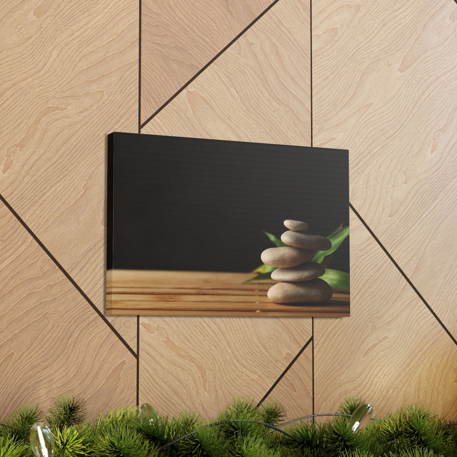 Stones Bamboo Background Forest Floral Nature Photography Canvas Wall Art for Home Decor Ready-to-Hang-Express Your Love Gifts