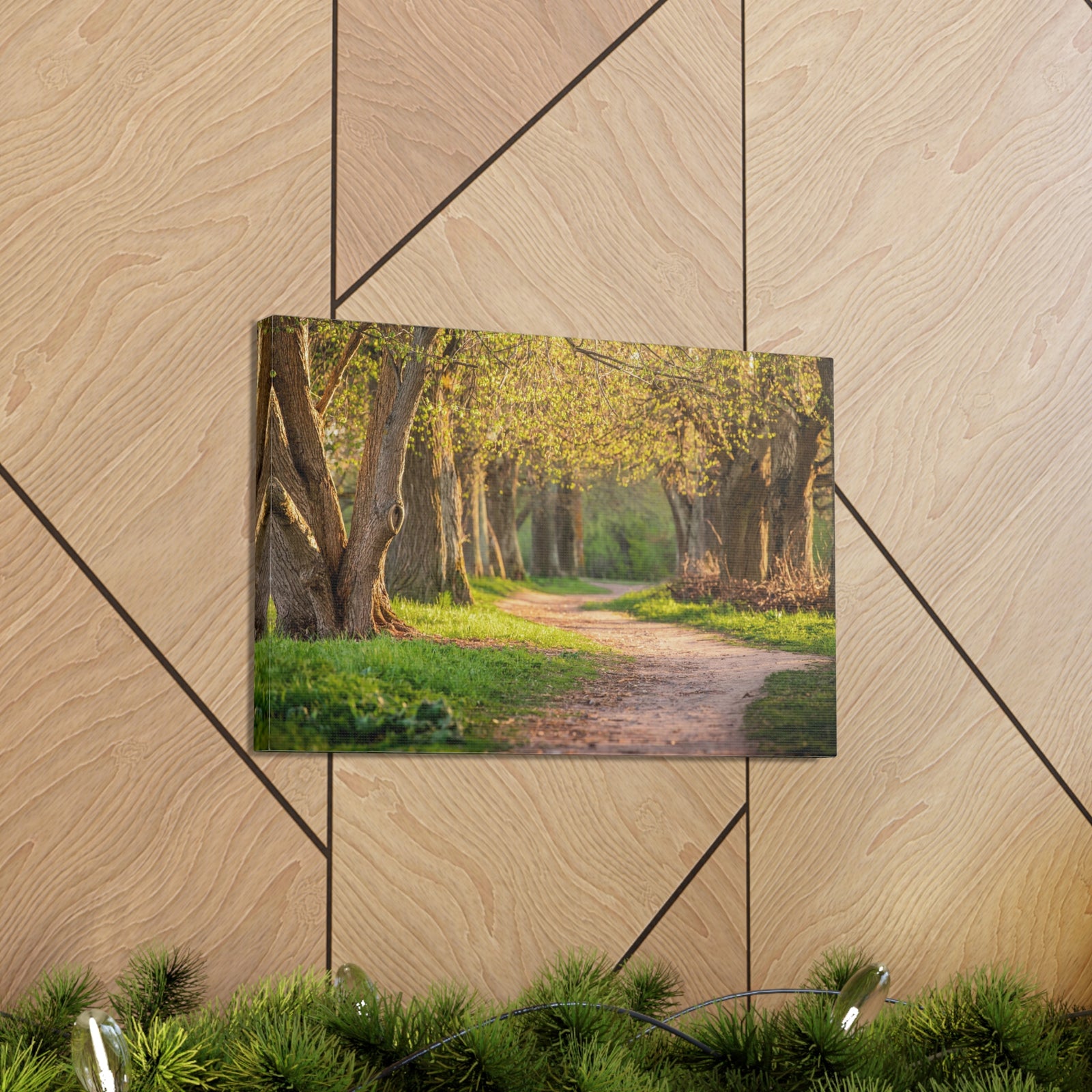 Tree Green Path Forest Nature Wilderness Photography Canvas Wall Art for Home Decor Ready-to-Hang-Express Your Love Gifts