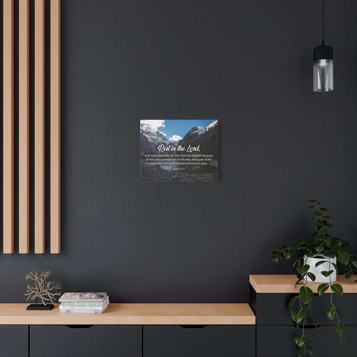 Bible Verse Canvas Rest in The Lord Psalm 37:7 Christian Home Decor Scripture Art-Express Your Love Gifts