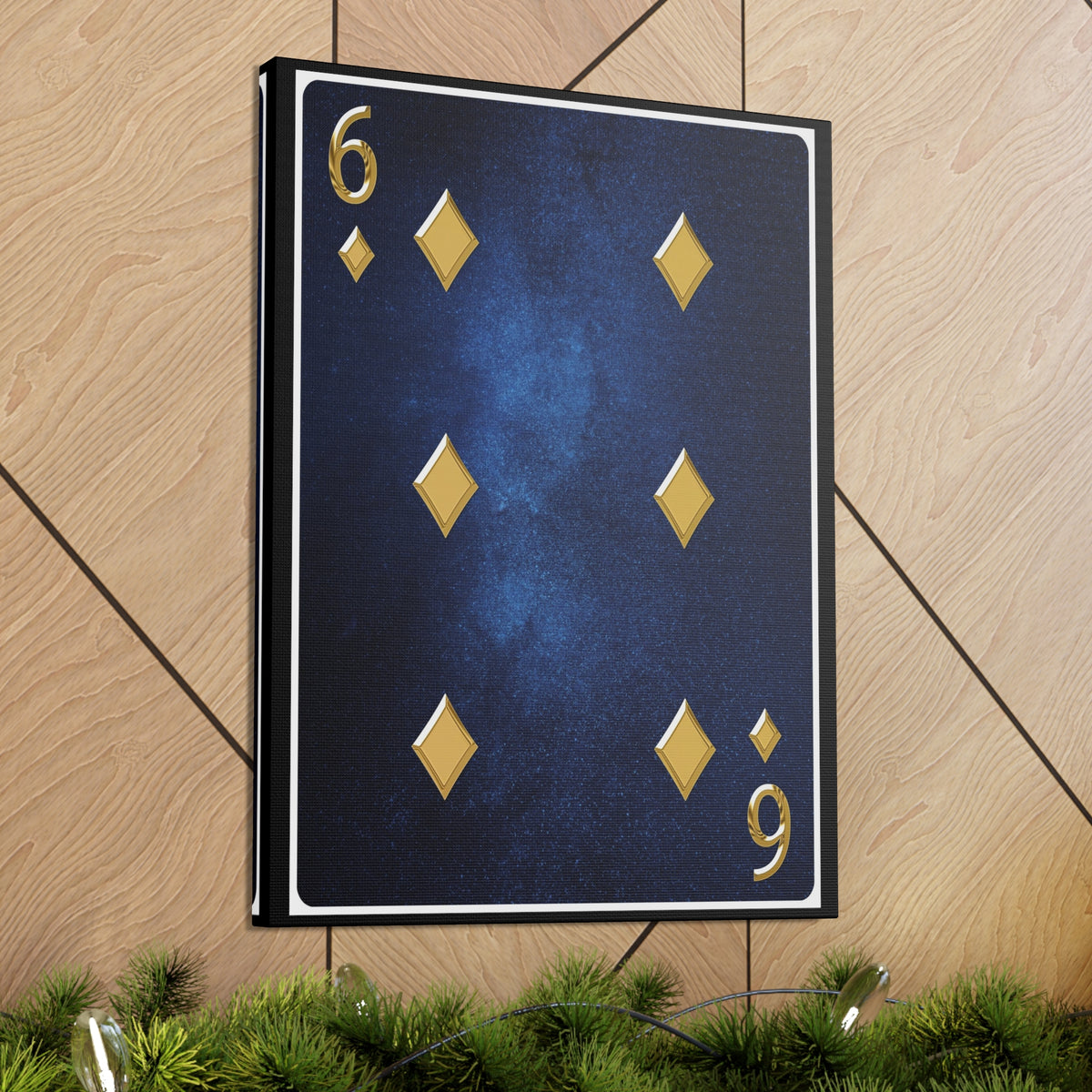 Six Of Diamonds Space Background Playing Card Canvas Wall Art for Home Decor Ready-to-Hang-Express Your Love Gifts