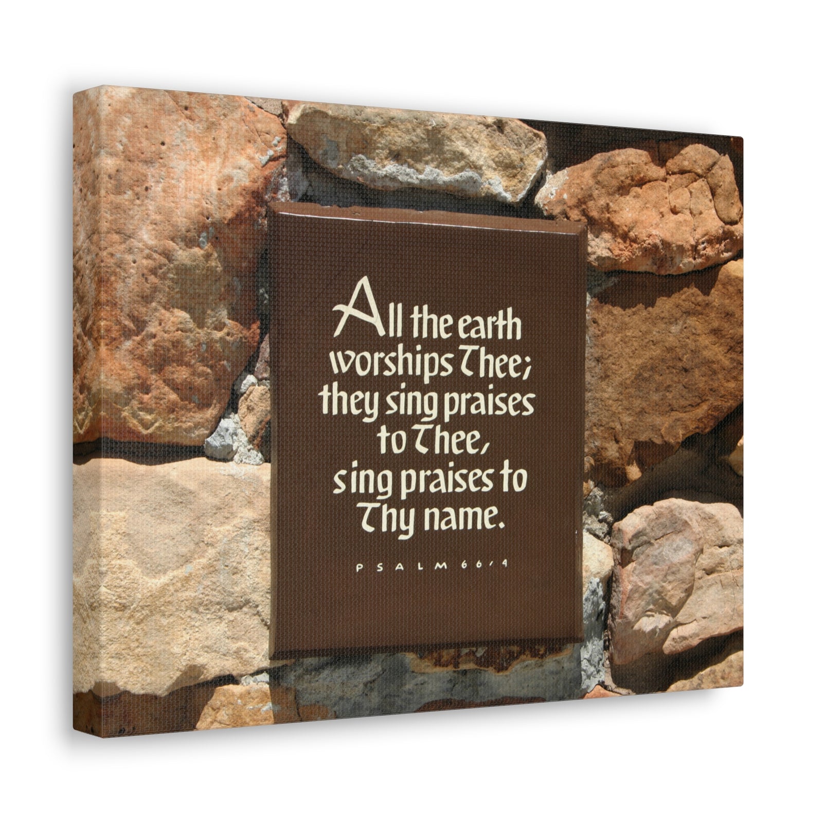 Scripture Walls Worships Thee Psalm 66:4 Bible Verse Canvas Christian Wall Art Ready to Hang-Express Your Love Gifts