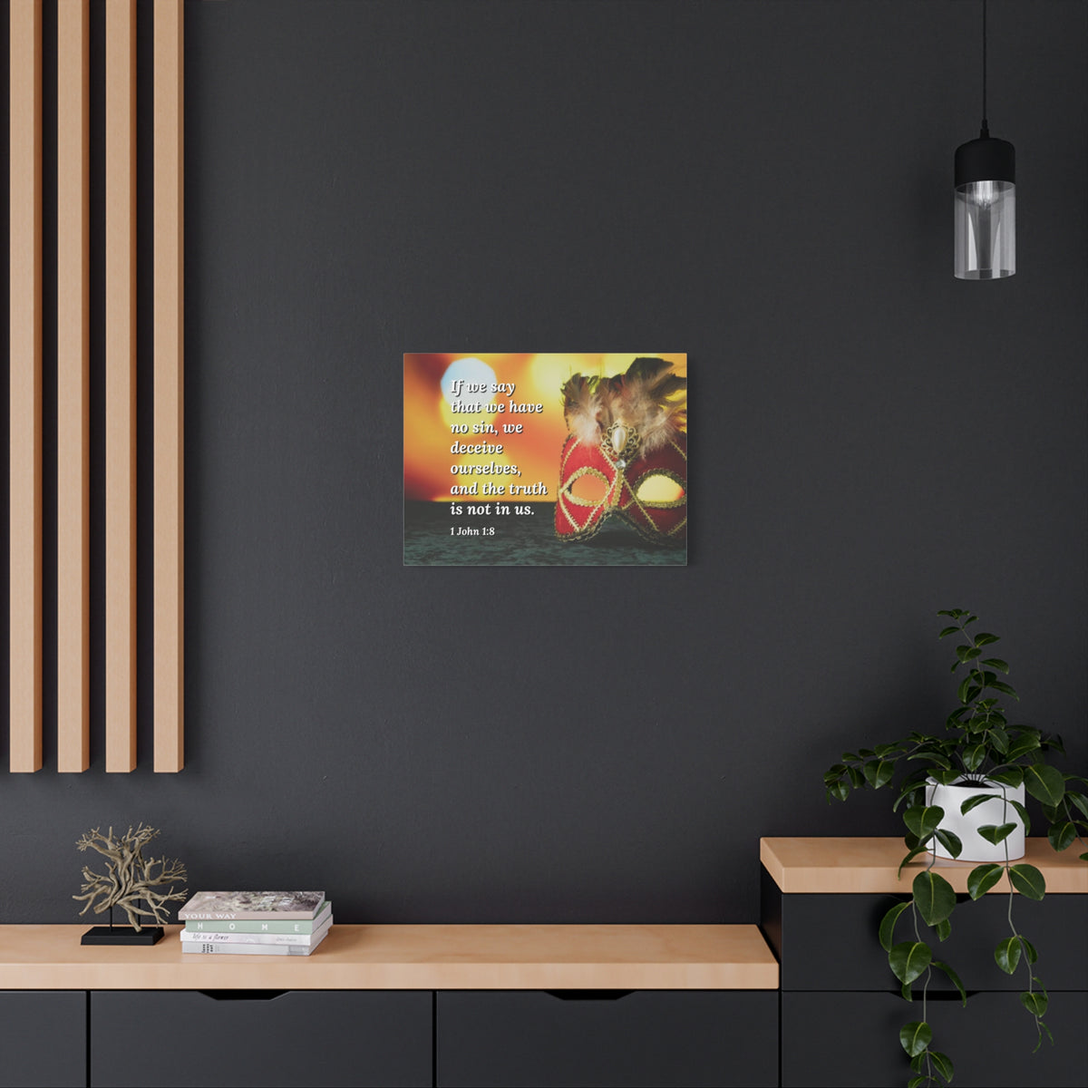 Scripture Canvas The Truth 1 John 1:8 Christian Wall Art Bible Verse Print Ready to Hang-Express Your Love Gifts
