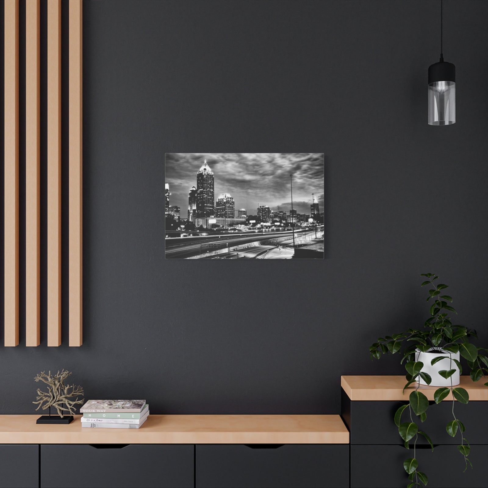 Atlanta Black And White Skyline Canvas Artwork High-Quality Breathtaking Stunning Cityscape for Home Decor Ready to Hang-Express Your Love Gifts