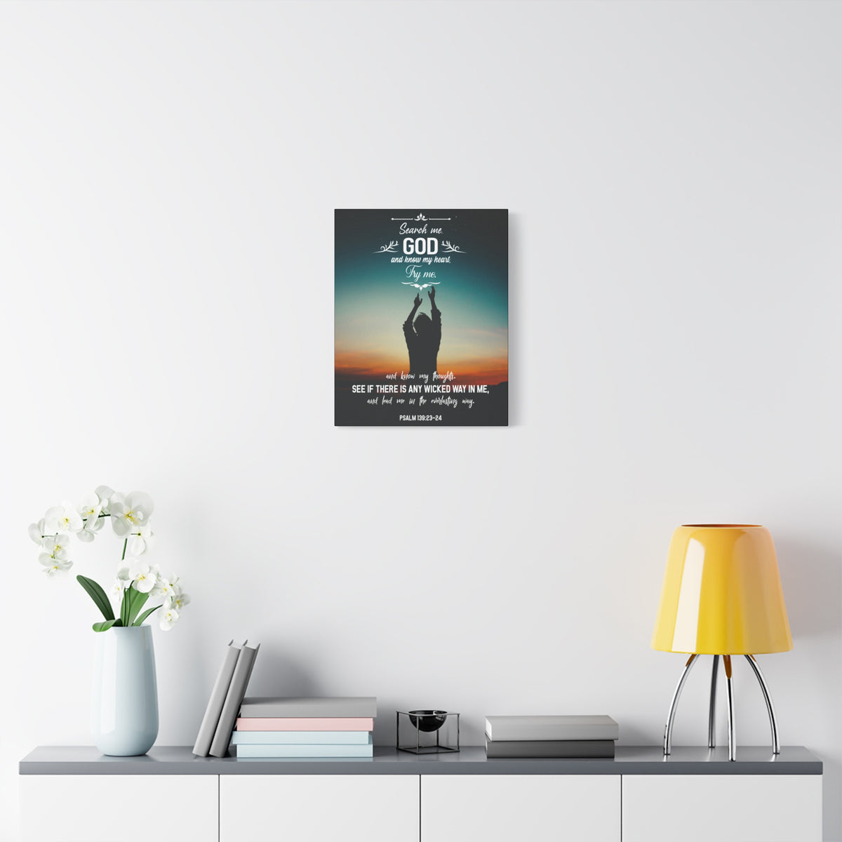 Scripture Canvas The Everlasting Way Psalm 139:23‭-‬24 Christian Wall Art Bible Verse Print Ready to Hang-Express Your Love Gifts