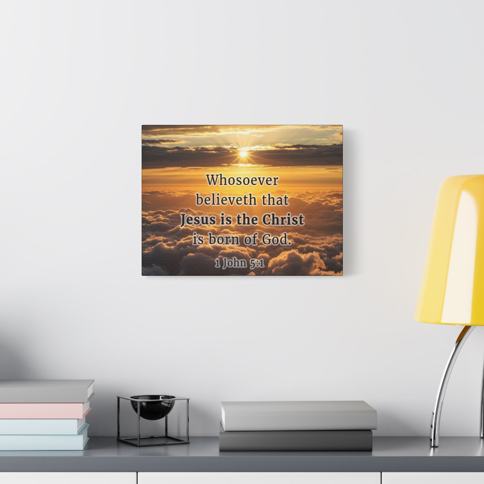 Scripture Walls 1 John 5:1 Born of God Sun Bible Verse Canvas Christian Wall Art Ready to Hang Unframed-Express Your Love Gifts