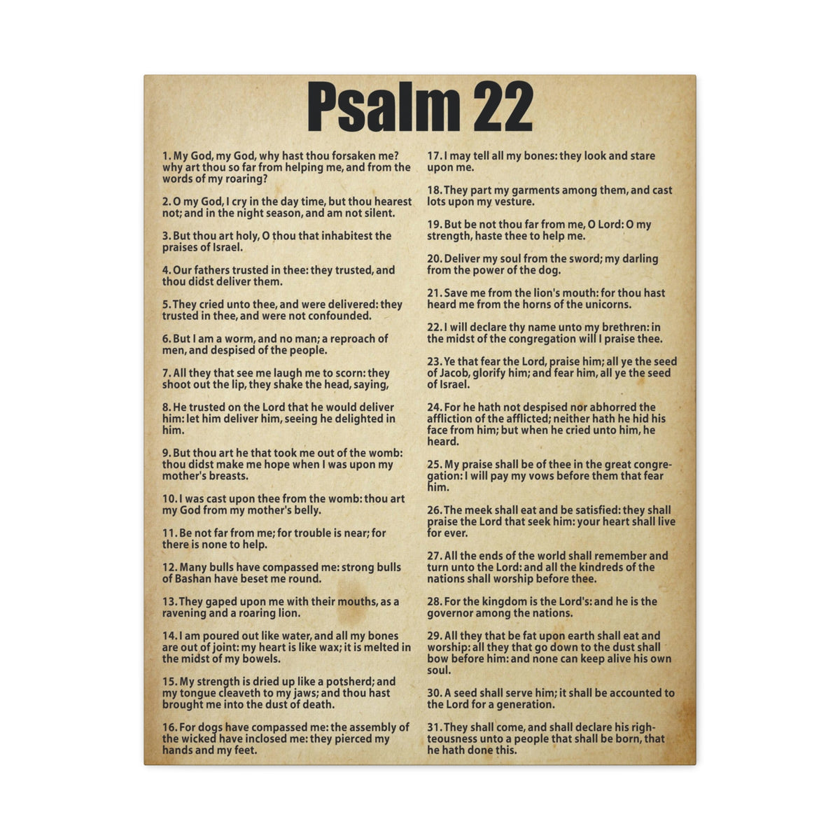 Scripture Canvas Desperate For God's Help Psalm 22 Christian Wall Art Bible Verse Print Ready to Hang-Express Your Love Gifts
