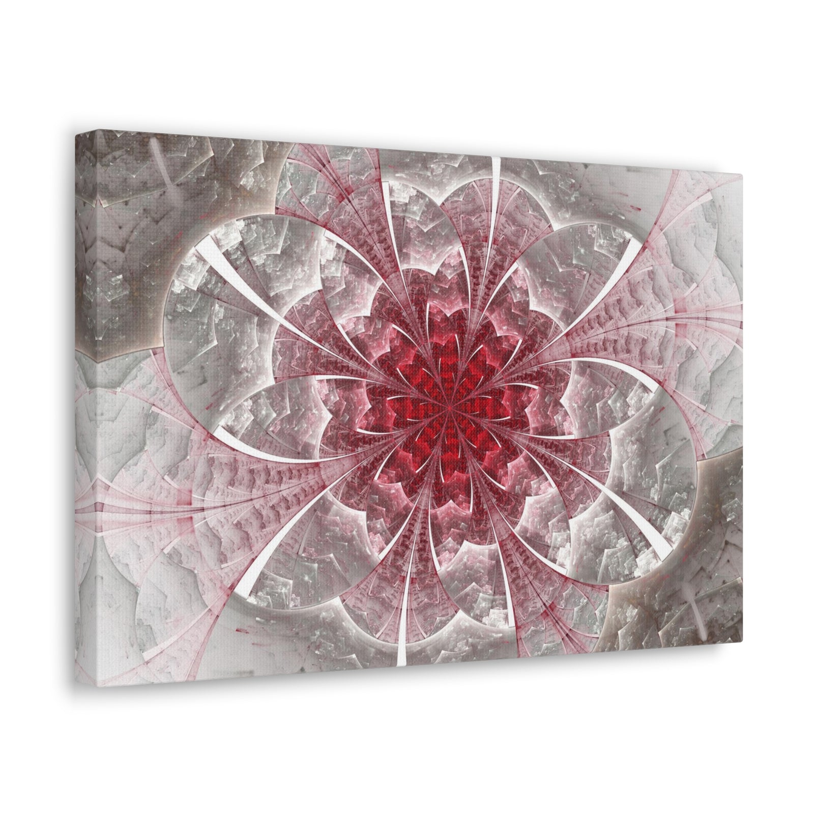 Fractal Flower In Red Stained Glass Canvas Wall Art for Home Decor Ready-to-Hang-Express Your Love Gifts