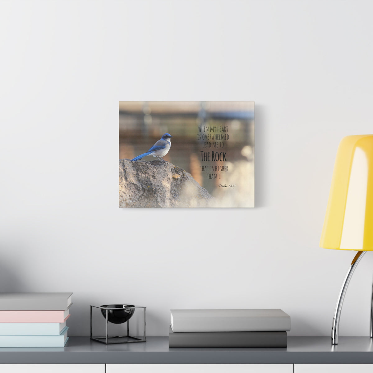 Scripture Canvas Higher Than I Psalm 61:2 Christian Wall Art Bible Verse Print Ready to Hang-Express Your Love Gifts