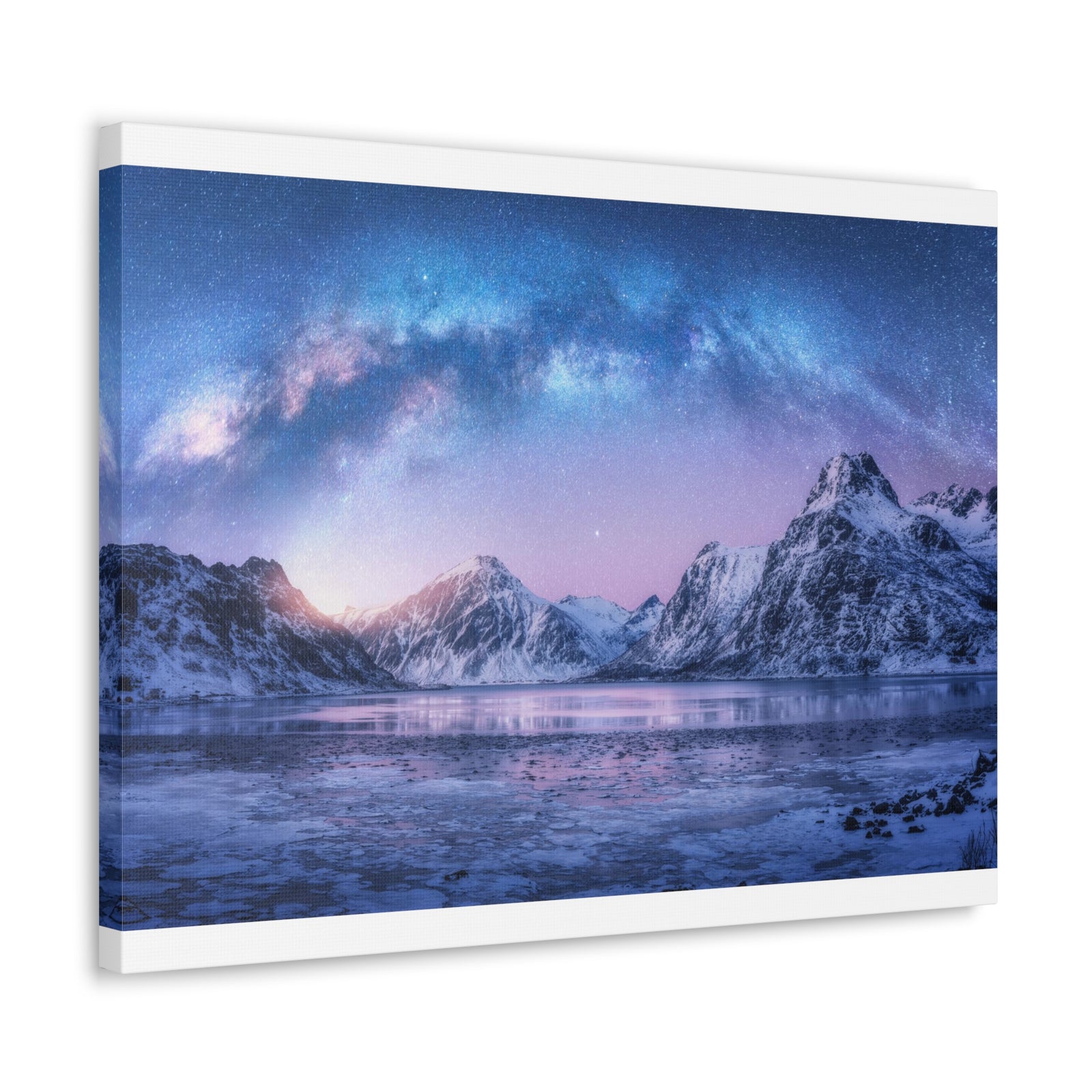Winter Snow Mountain Lake Nature Wilderness Photography Canvas Wall Art for Home Decor Ready-to-Hang-Express Your Love Gifts