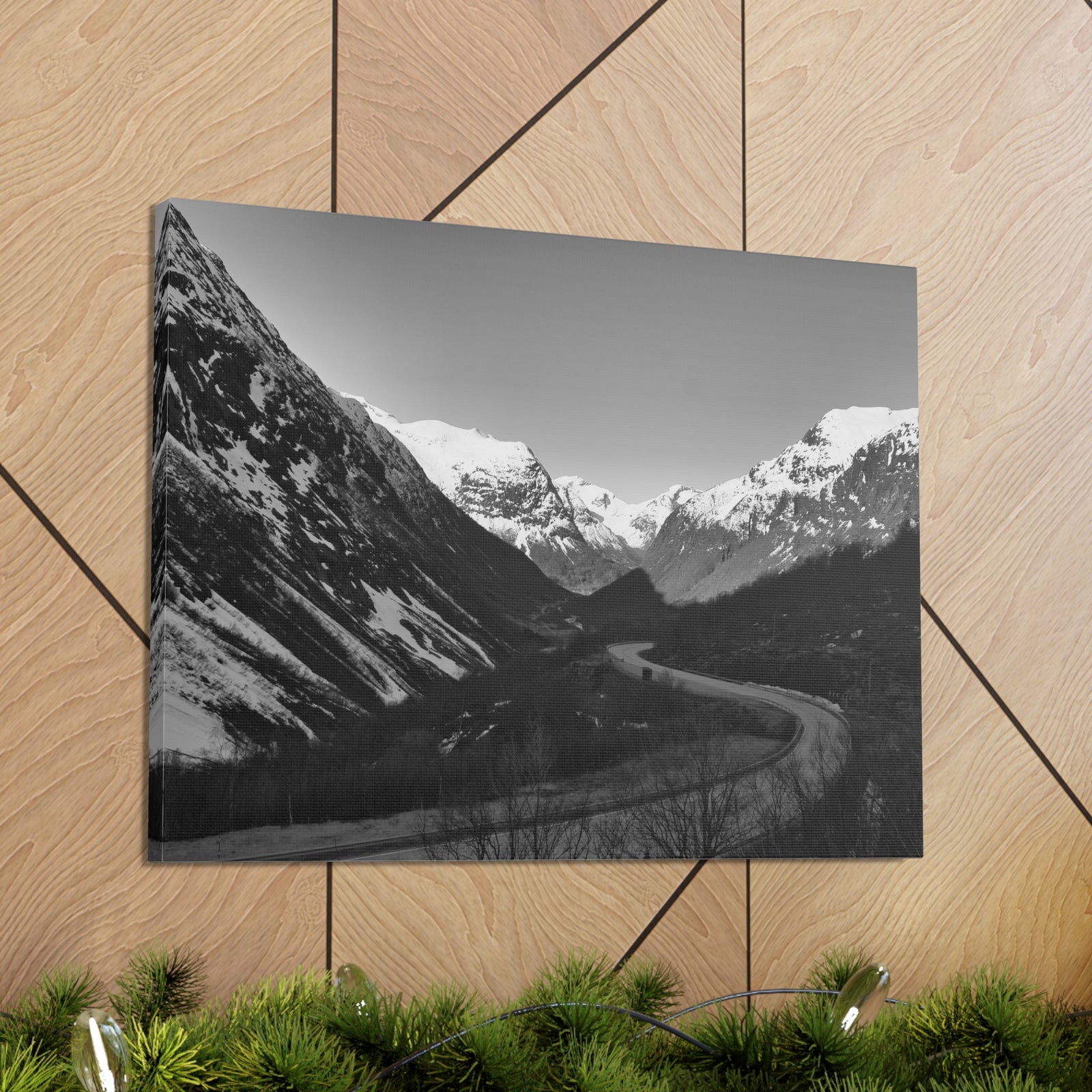 Forest Mountain Black And White Nature Wilderness Photography Canvas Wall Art for Home Decor Ready-to-Hang-Express Your Love Gifts