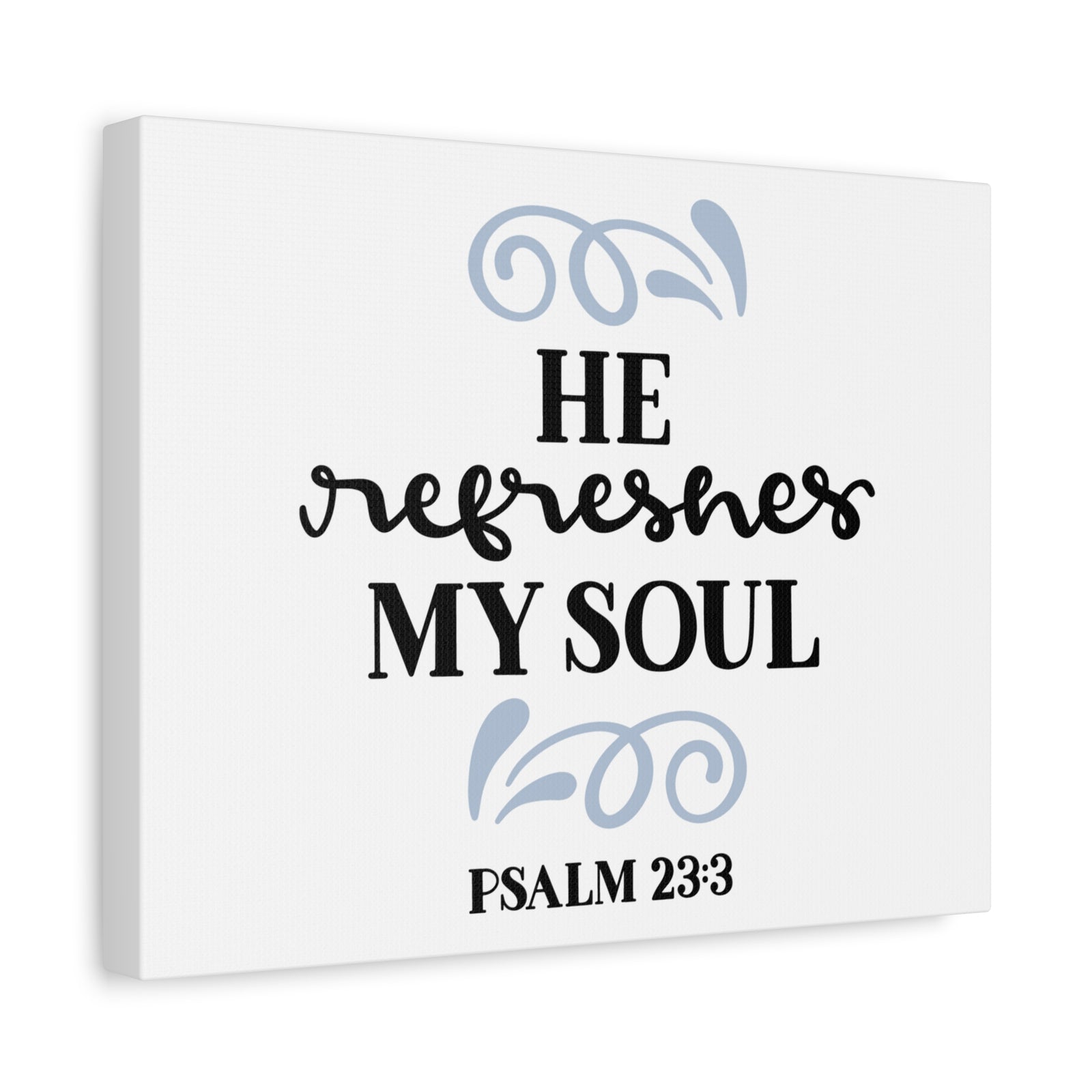 Scripture Canvas Refreshes Psalm 23:3 Christian Wall Art Bible Verse Print Ready to Hang-Express Your Love Gifts
