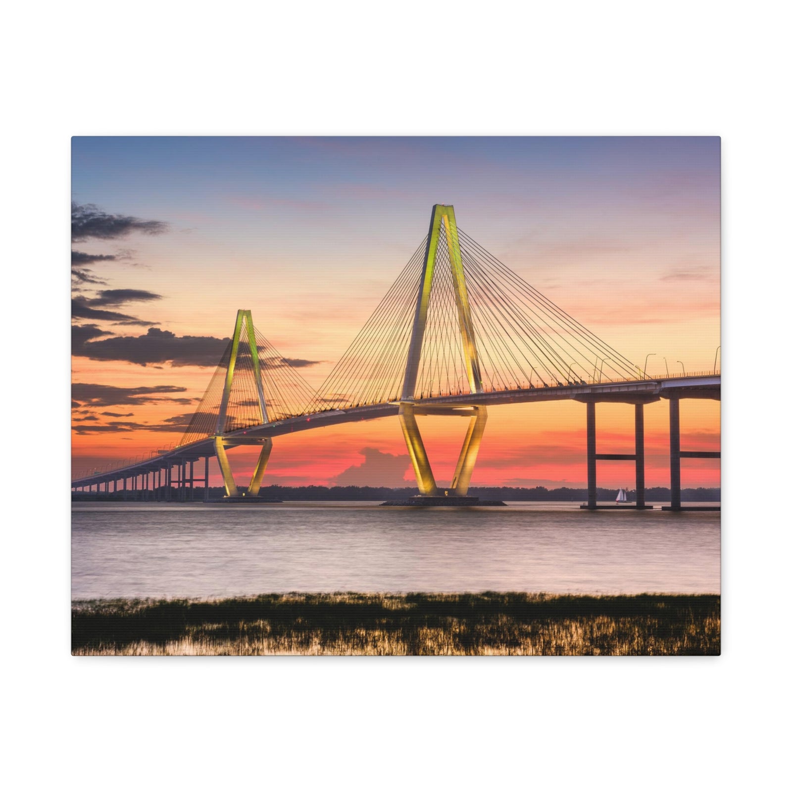 Jr Cooper River Bridge Charleston South Carolina Nature Wilderness Photography Canvas Wall Art for Home Decor Ready-to-Hang-Express Your Love Gifts