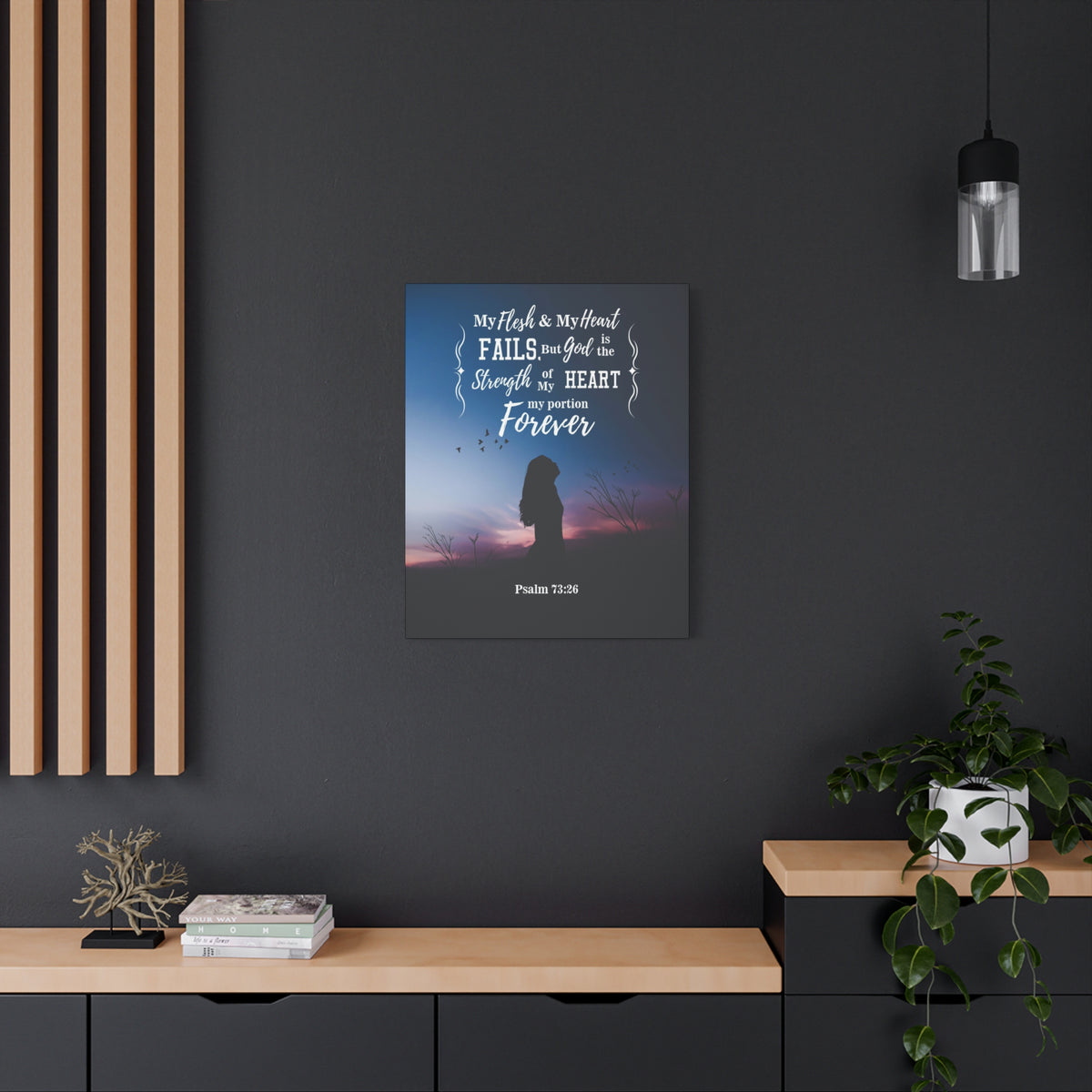 Scripture Canvas My Flesh and Heart Psalm 73:26 Christian Wall Art Bible Verse Print Ready to Hang-Express Your Love Gifts