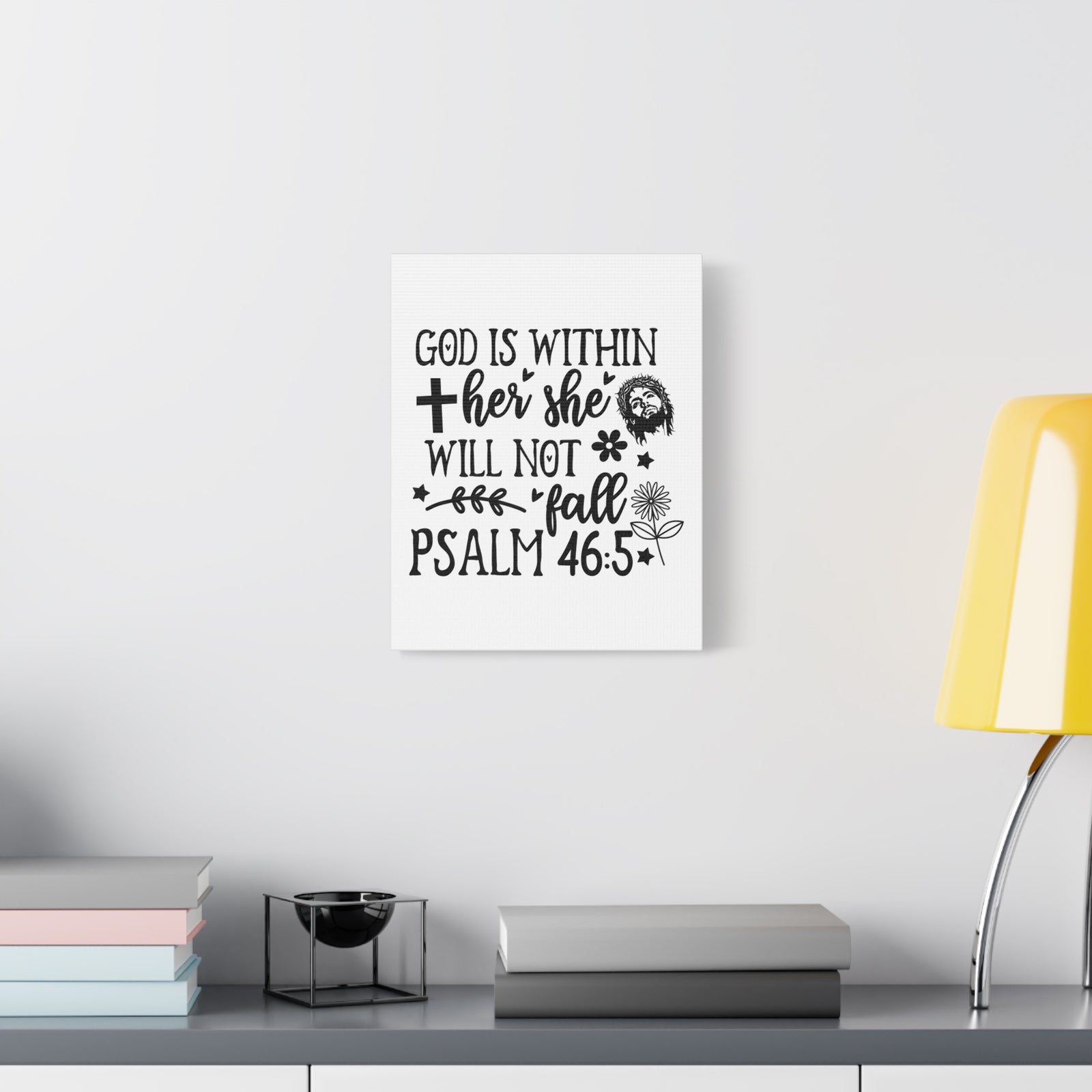 Scripture Walls Psalm 46:5 God is Within Her Bible Verse Canvas Christian Wall Art Ready to Hang Unframed-Express Your Love Gifts