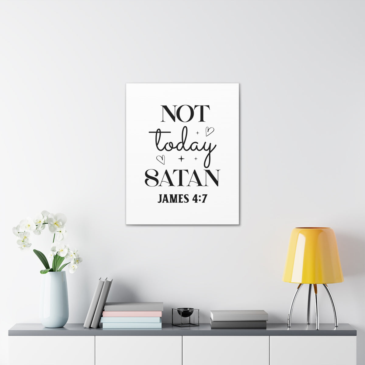 Scripture Walls James 4:7 Not Today Satan Bible Verse Canvas Christian Wall Art Ready to Hang Unframed-Express Your Love Gifts