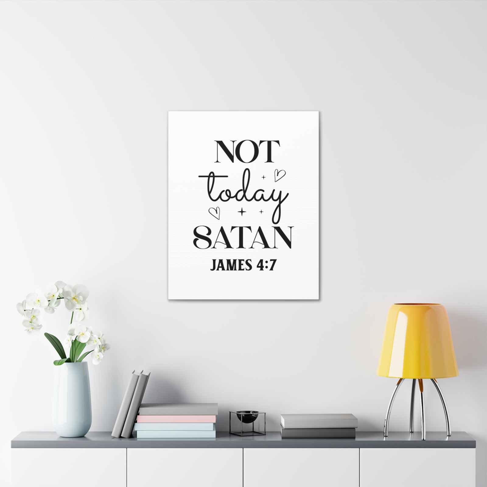 Scripture Walls James 4:7 Not Today Satan Bible Verse Canvas Christian Wall Art Ready to Hang Unframed-Express Your Love Gifts