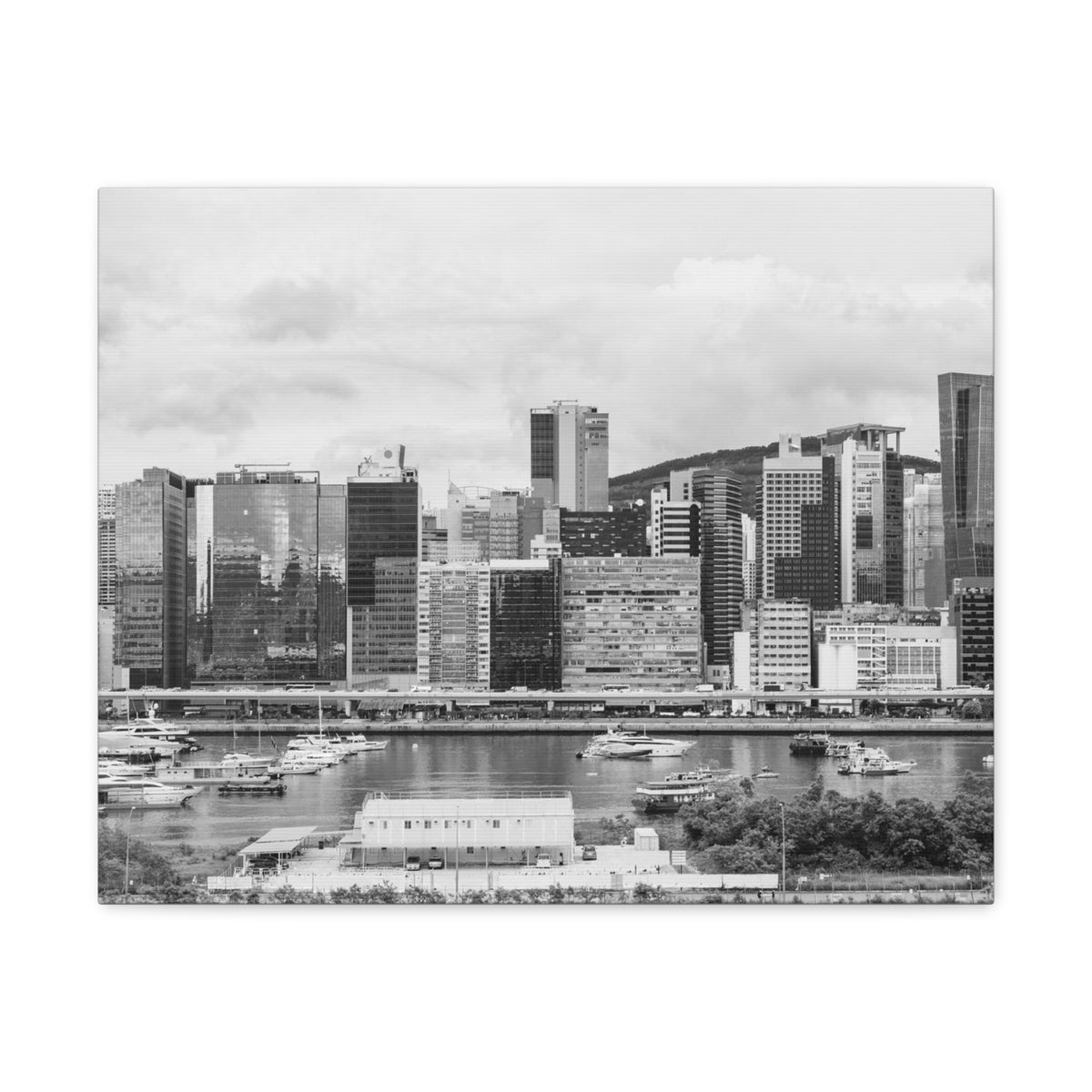 Hong Kong Black And White Skyline Canvas Artwork High-Quality Breathtaking Stunning Cityscape for Home Decor Ready to Hang-Express Your Love Gifts