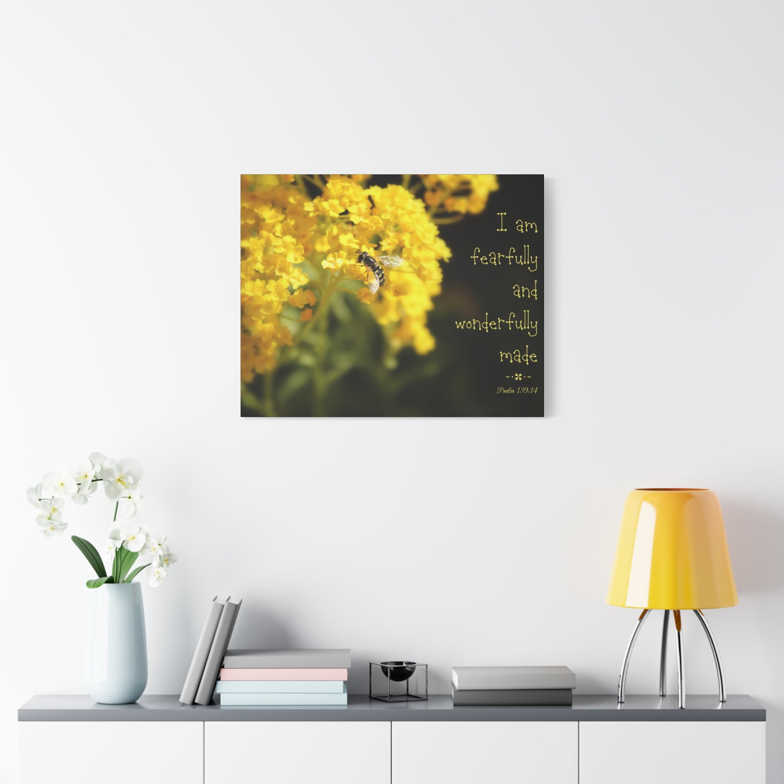 Scripture Canvas Wonderfully Made Psalm 139:14 Christian Wall Art Bible Verse Print Ready to Hang-Express Your Love Gifts