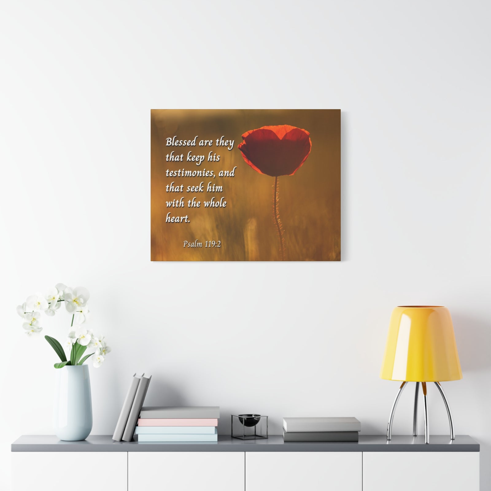 Scripture Canvas Seek God Psalm 119:2 Christian Wall Art Bible Verse Print Ready to Hang-Express Your Love Gifts