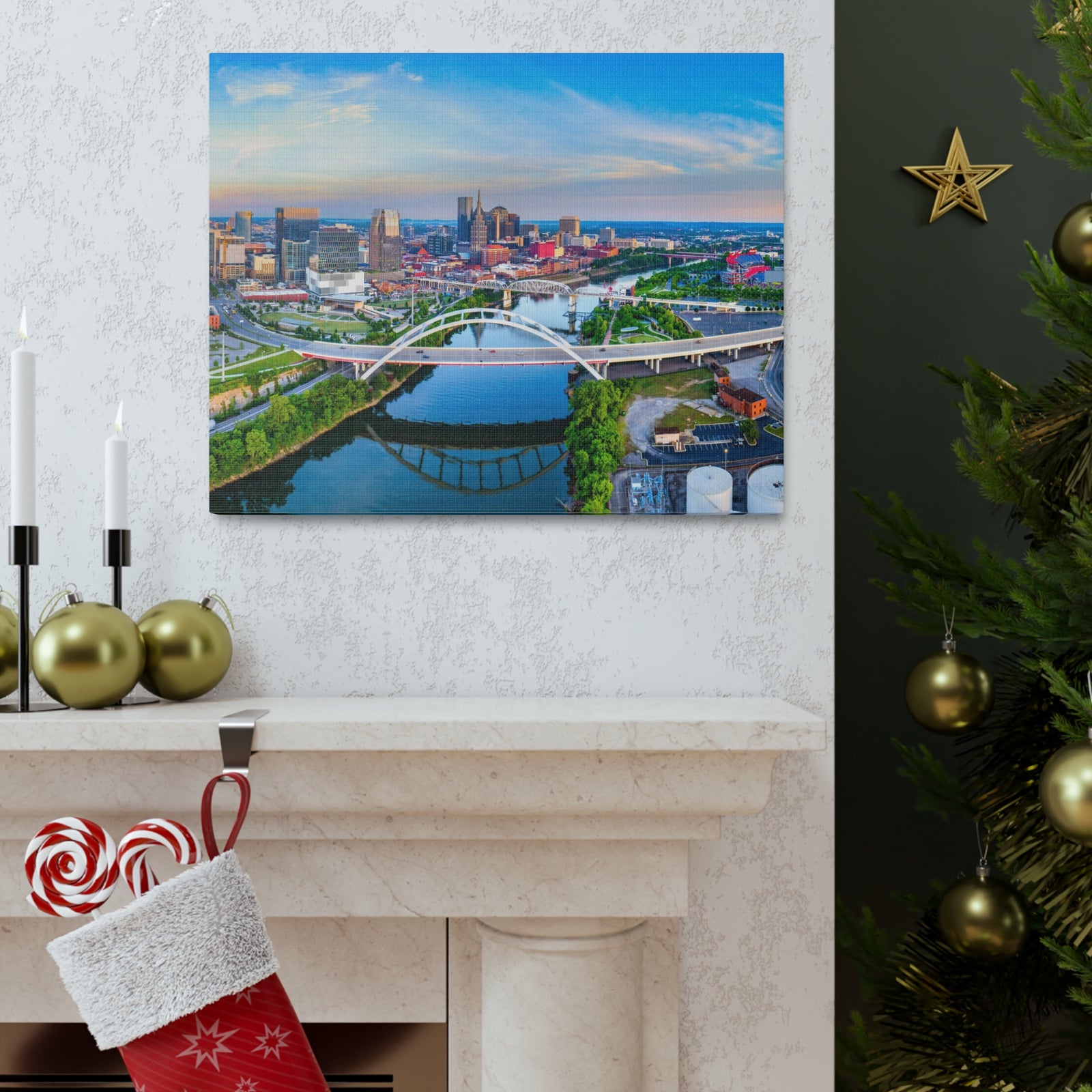 Nashville Daytime Skyline Canvas Artwork High-Quality Breathtaking Stunning Cityscape for Home Decor Ready to Hang-Express Your Love Gifts