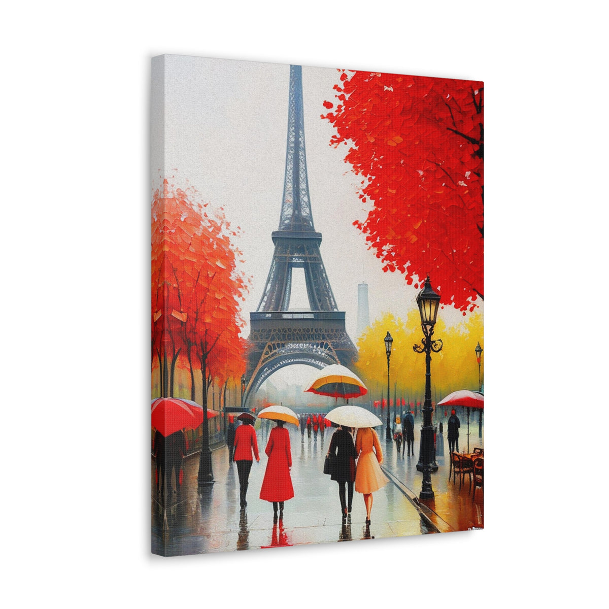 Paris Eiffel Tower Red Dress And Red Tree France Canvas Artwork High-Quality Breathtaking French City for Home Decor Ready to Hang-Express Your Love Gifts
