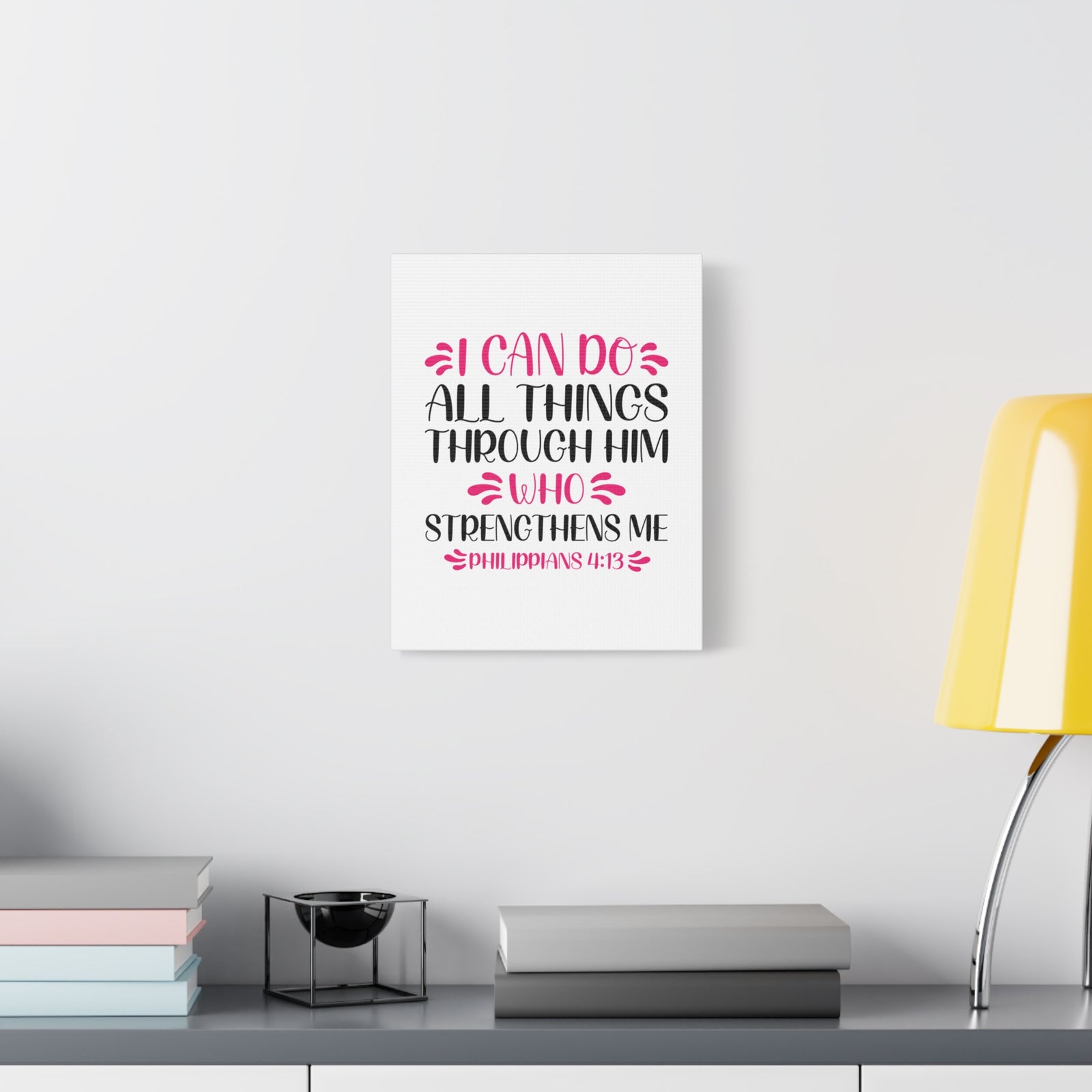 Scripture Canvas Who Strengthens Me Philippians 4:13 Christian Wall Art Bible Verse Print Ready to Hang-Express Your Love Gifts